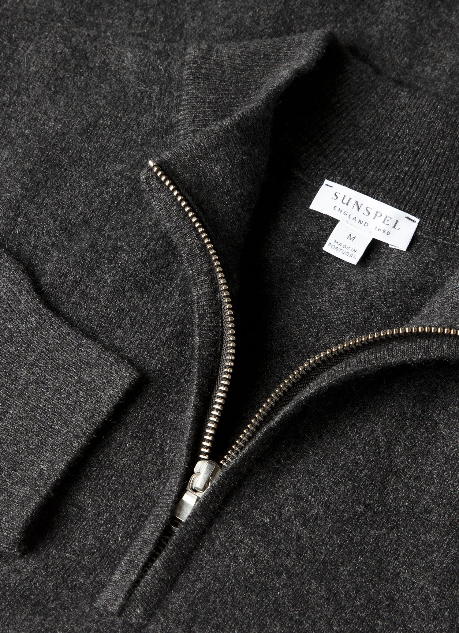 Men's Cashmere Half Zip Jumper in Charcoal Melange