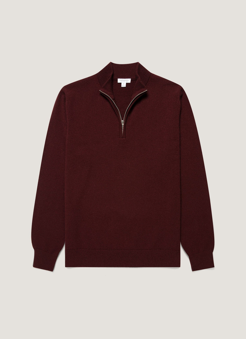 Men's Cashmere Half Zip Jumper in Bakelite