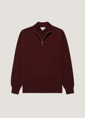 Men's Cashmere Half Zip Jumper in Bakelite