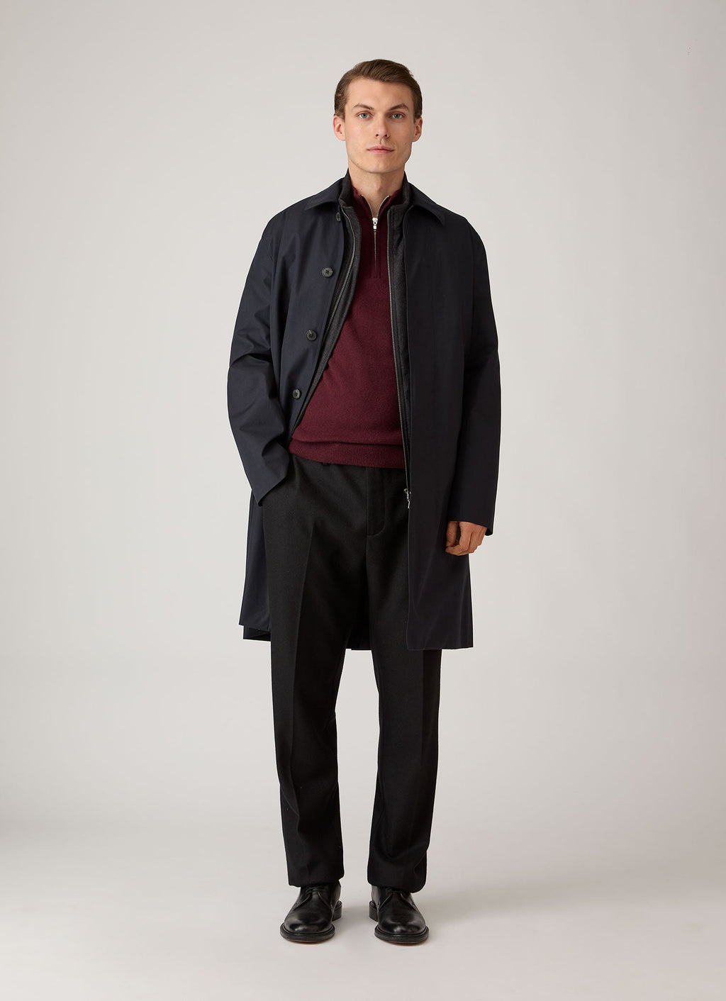 Men's Cashmere Half Zip Jumper in Bakelite