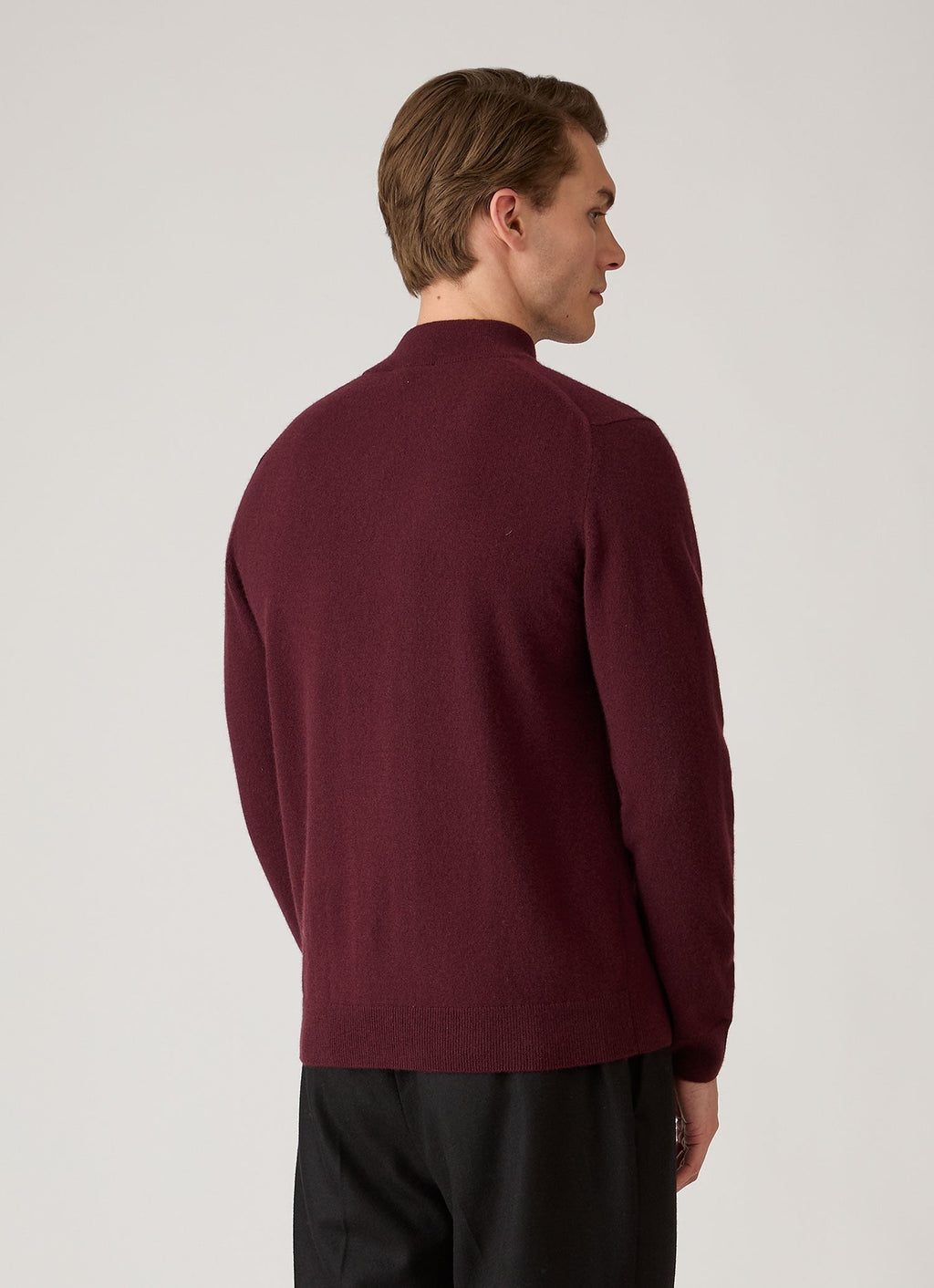 Men's Cashmere Half Zip Jumper in Bakelite