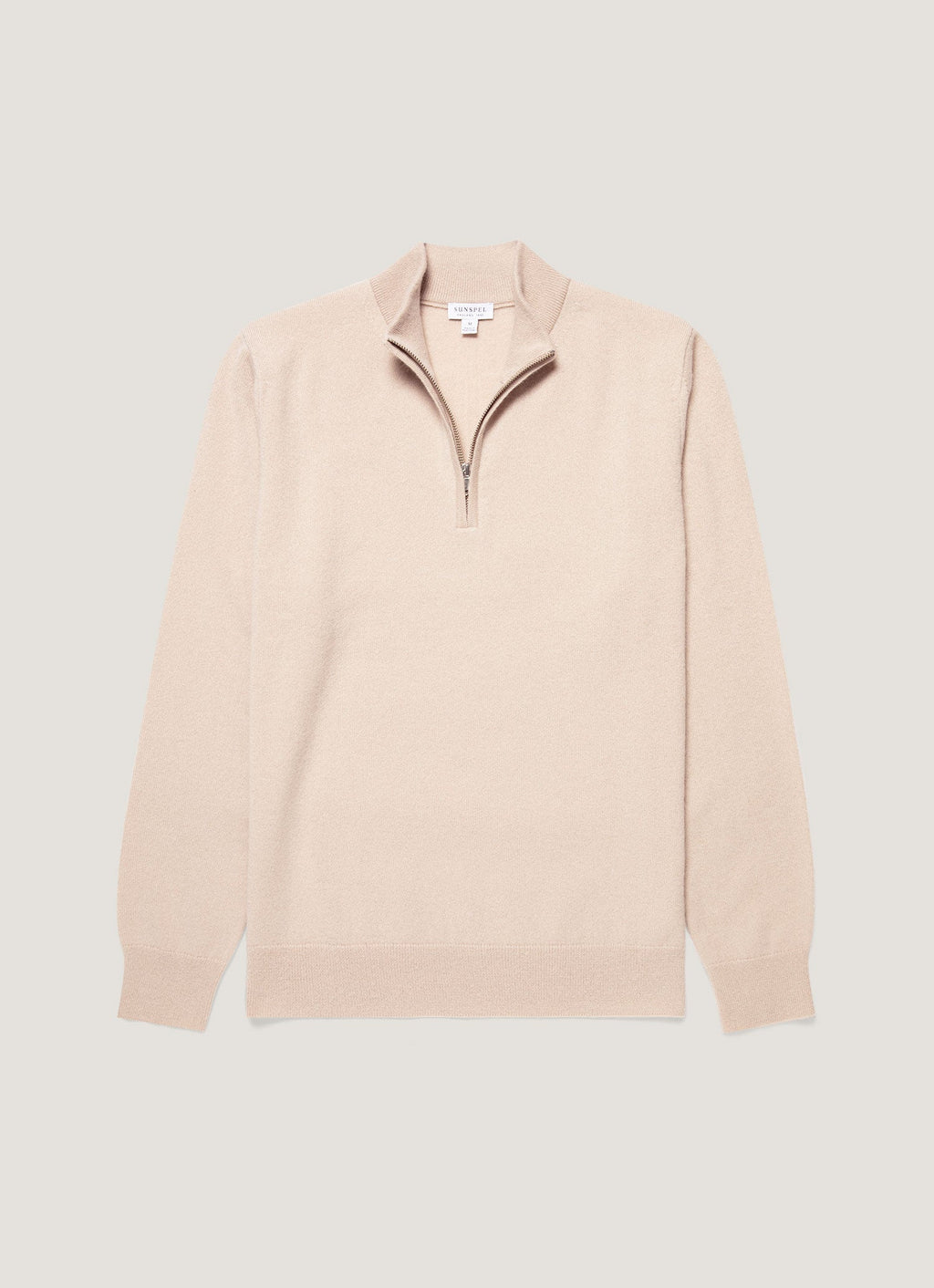 Men's Cashmere Half Zip Jumper in Swansdown