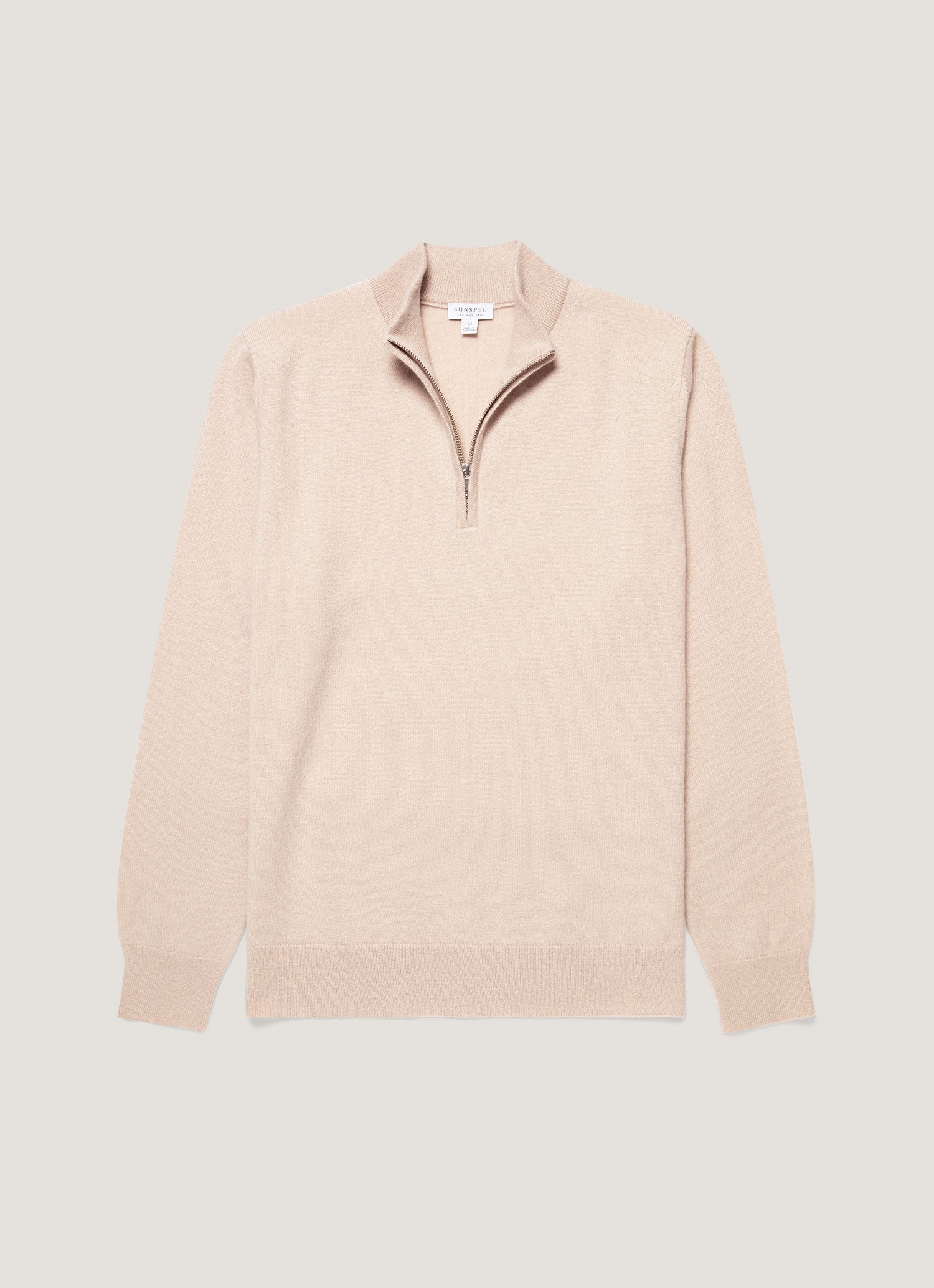 Men's Cashmere Half Zip Jumper in Swansdown