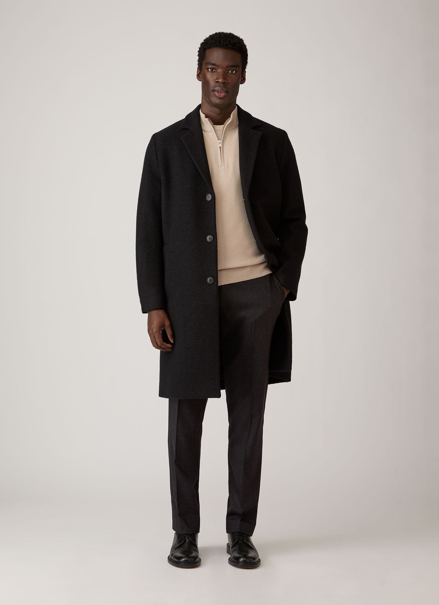 Men's Cashmere Half Zip Jumper in Swansdown