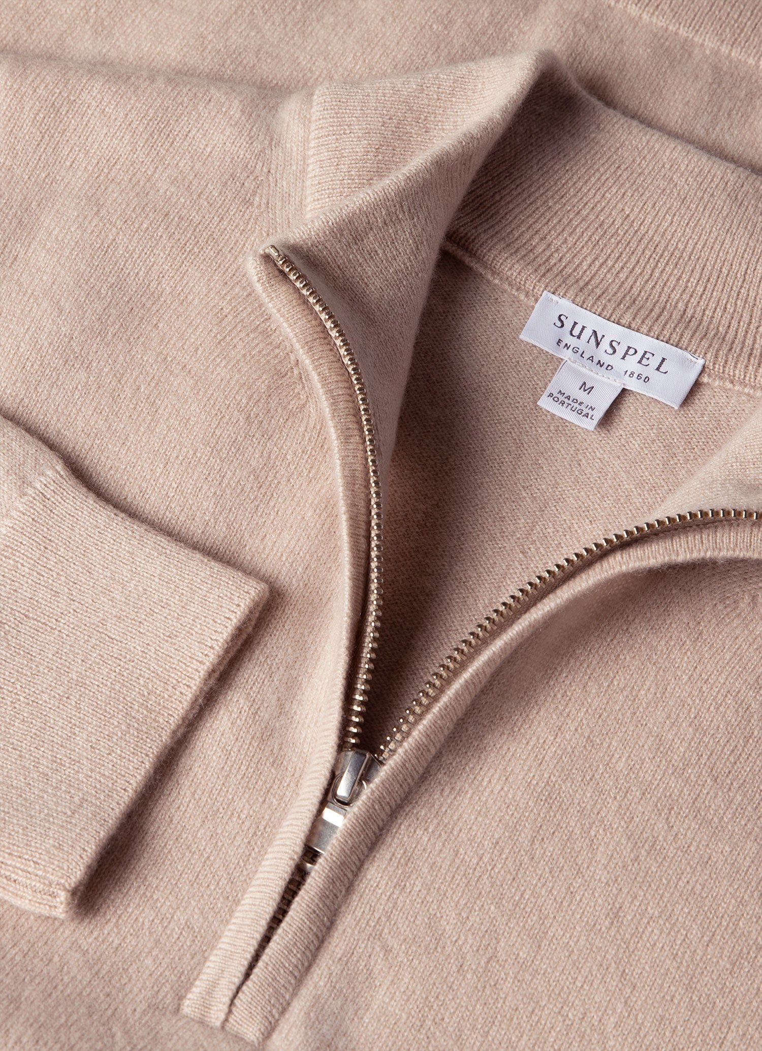 Men's Cashmere Half Zip Jumper in Swansdown
