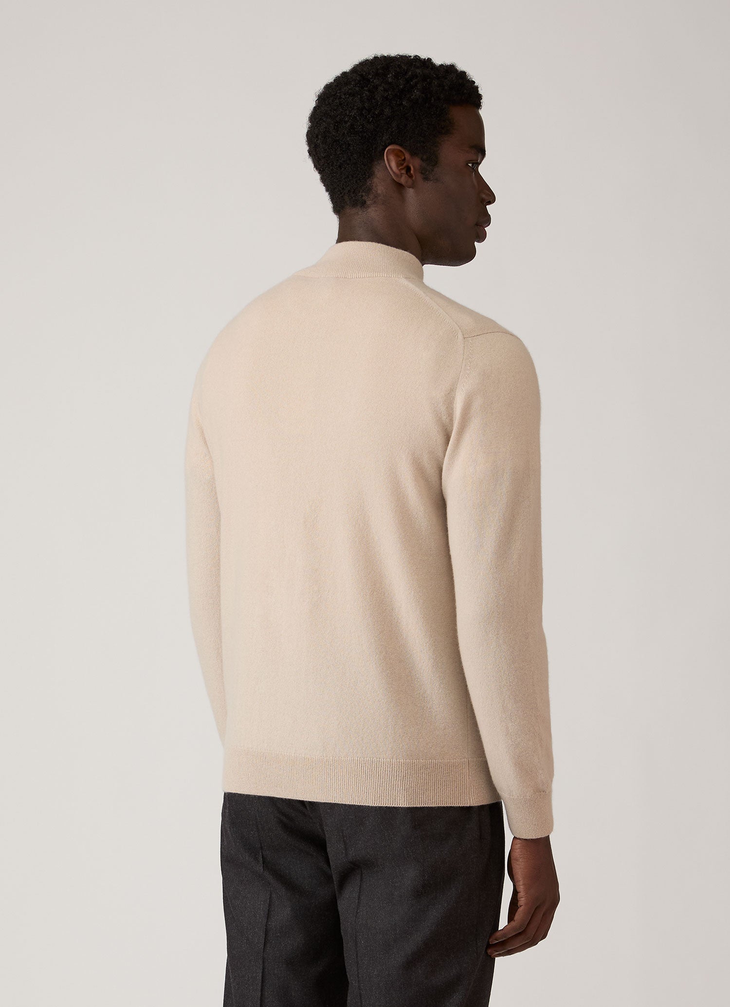 Men's Cashmere Half Zip Jumper in Swansdown