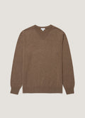 Men's Cashmere V-neck Jumper in Taupe