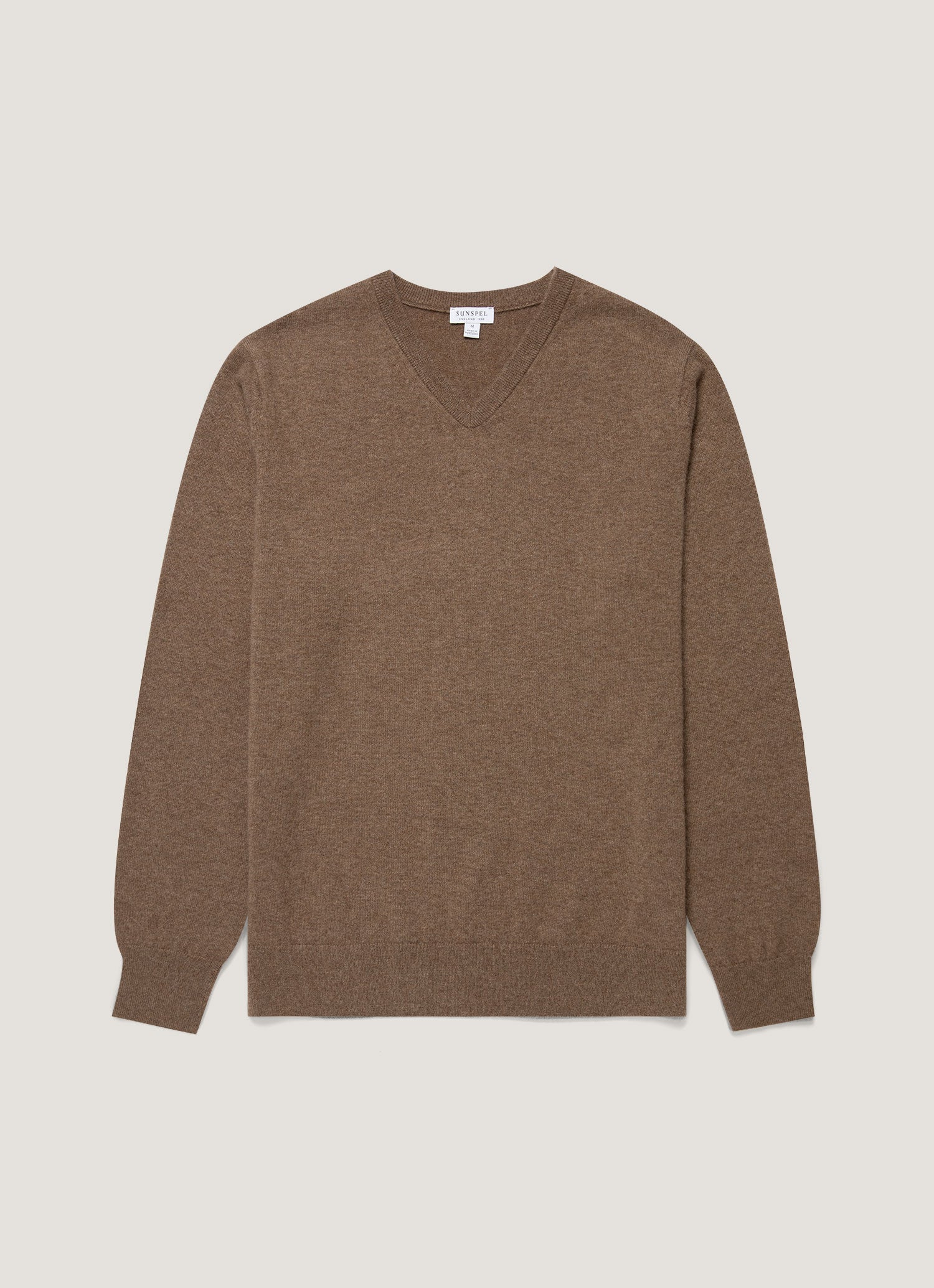 Men's Cashmere V-neck Jumper in Taupe