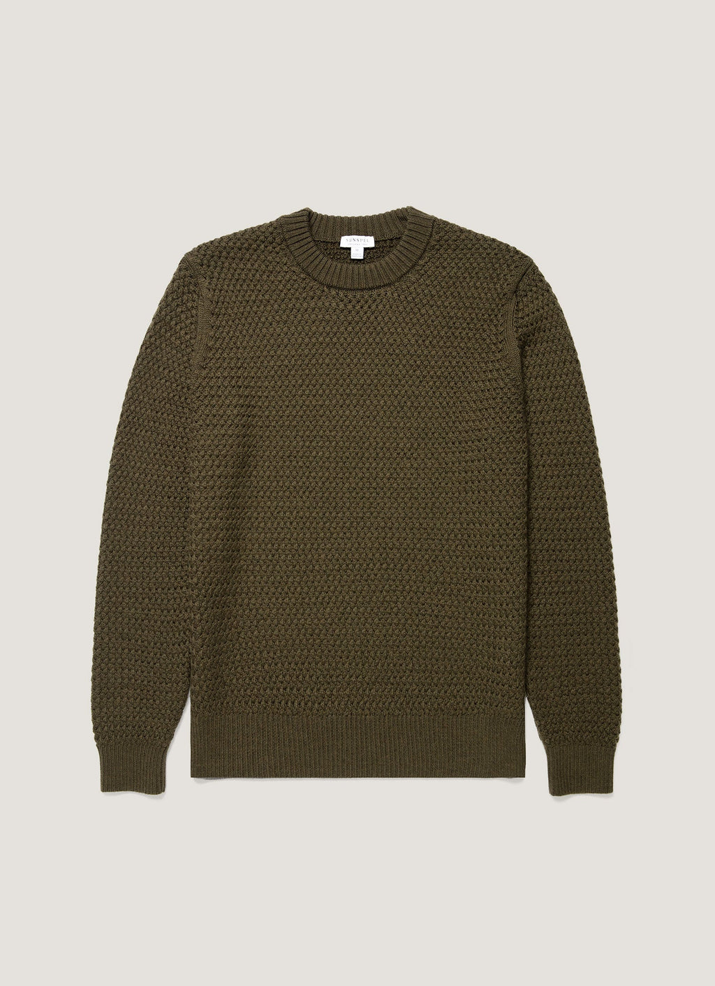 Men's Merino Wool Basketweave Jumper in Loden Green