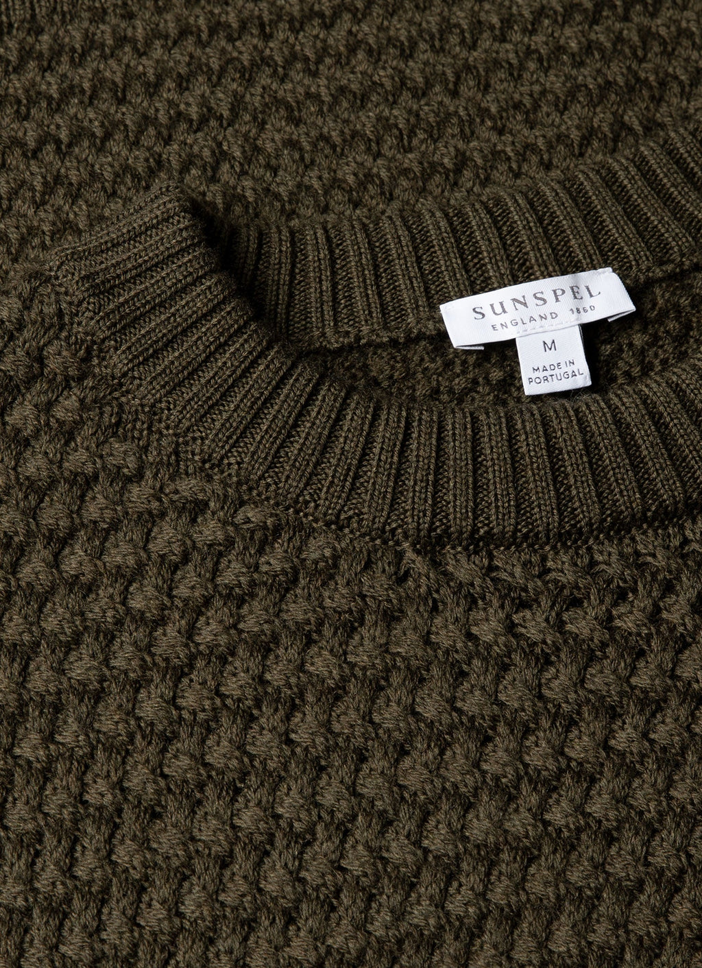 Men's Merino Wool Basketweave Jumper in Loden Green