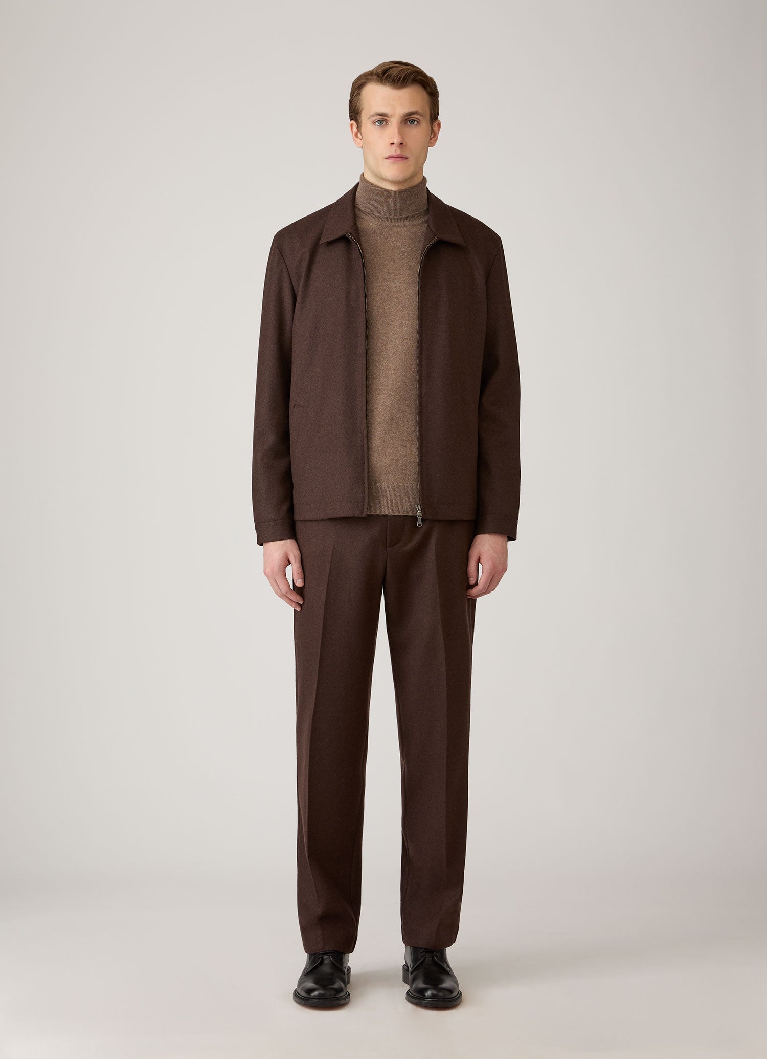 Men's Cashmere Roll Neck Jumper in Taupe