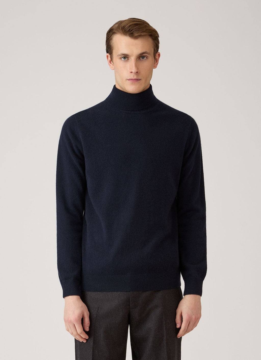 Men's Cashmere Roll Neck Jumper in Navy