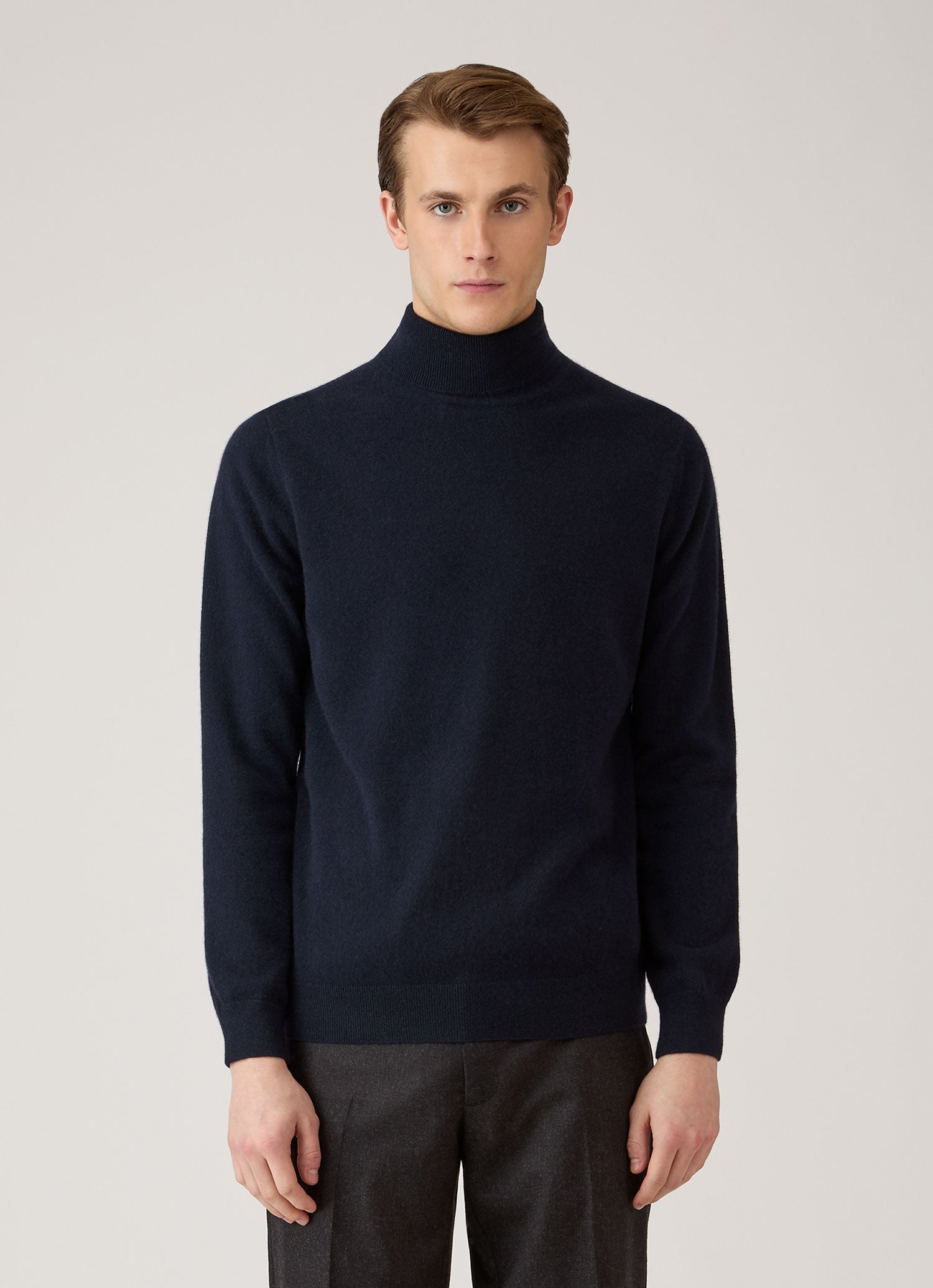 Men's Cashmere Roll Neck Jumper in Navy