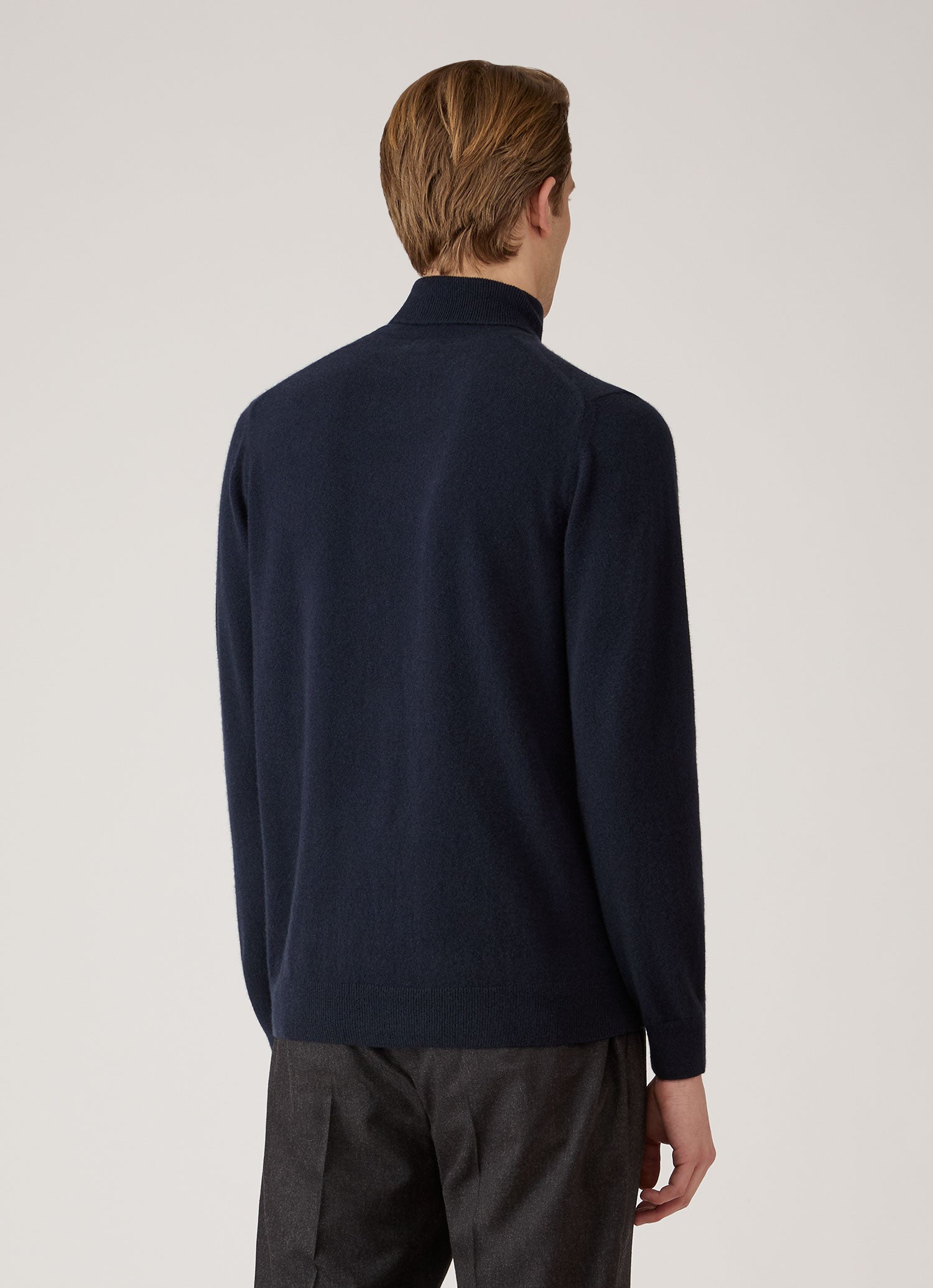 Men's Cashmere Roll Neck Jumper in Navy