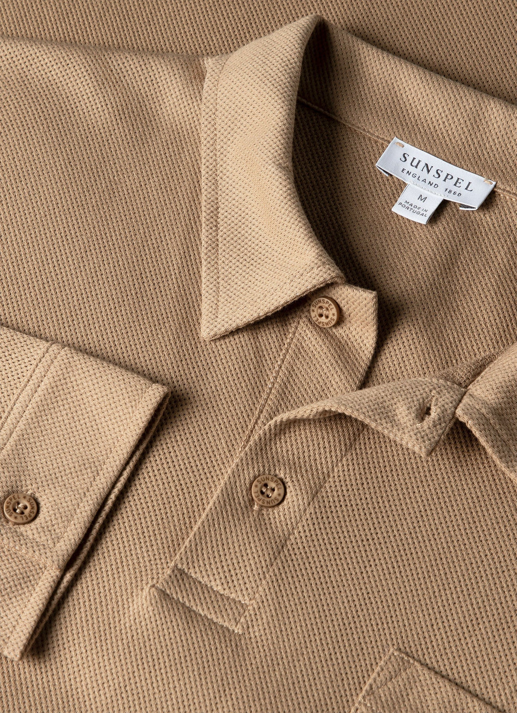 Men's Long Sleeve Riviera Polo Shirt in Dark Beige