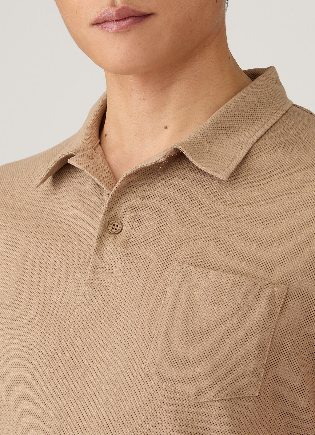 Men's Long Sleeve Riviera Polo Shirt in Dark Beige