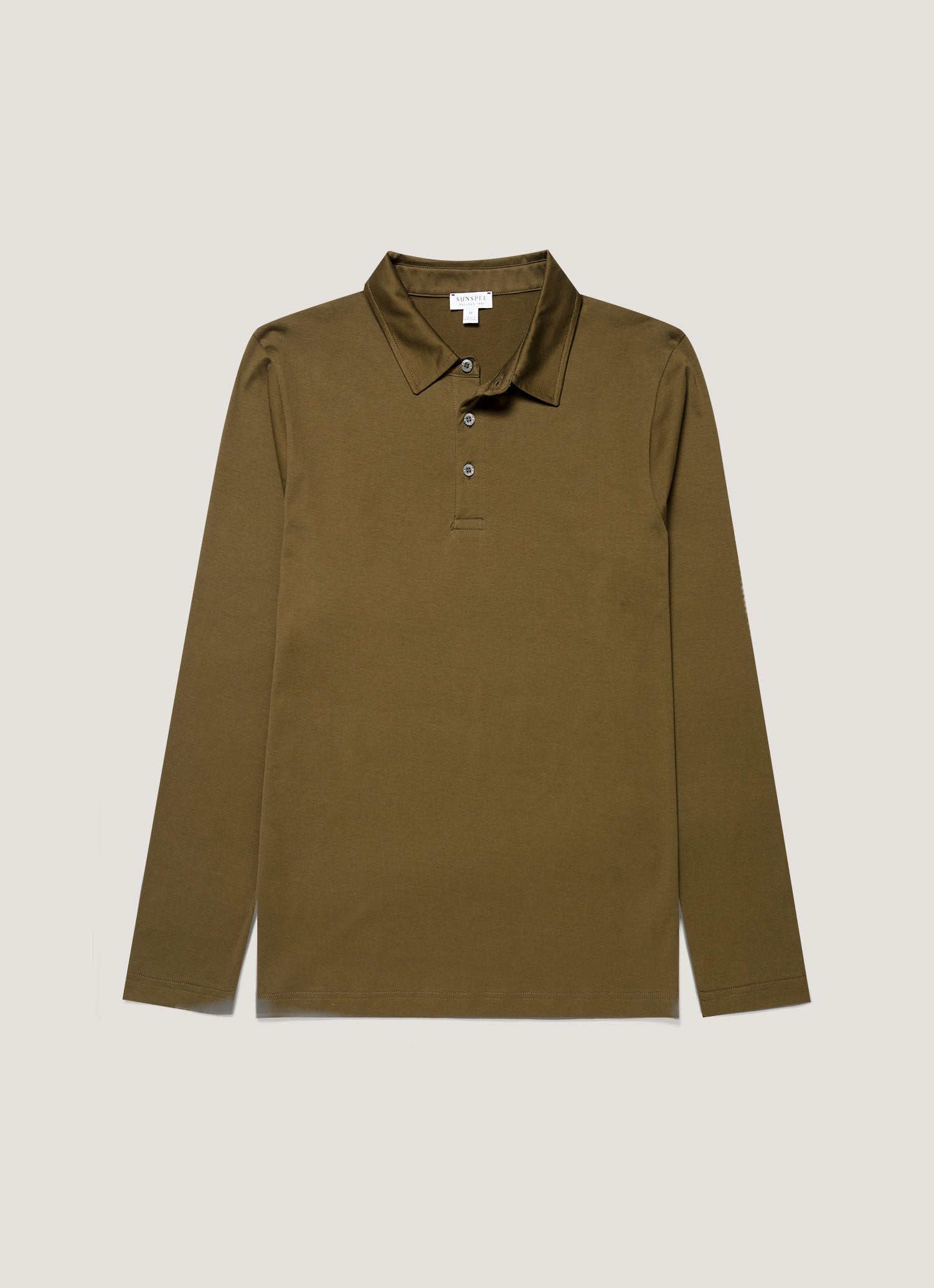 Men's Long Sleeve Classic Jersey Polo Shirt in Loden Green