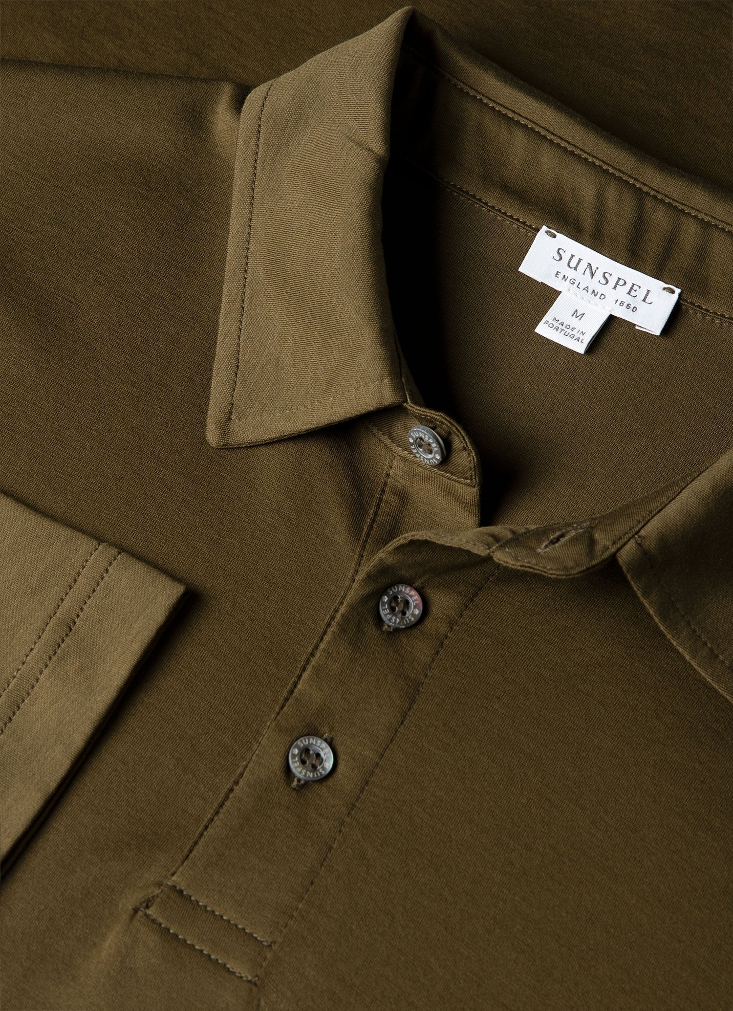 Men's Long Sleeve Classic Jersey Polo Shirt in Loden Green