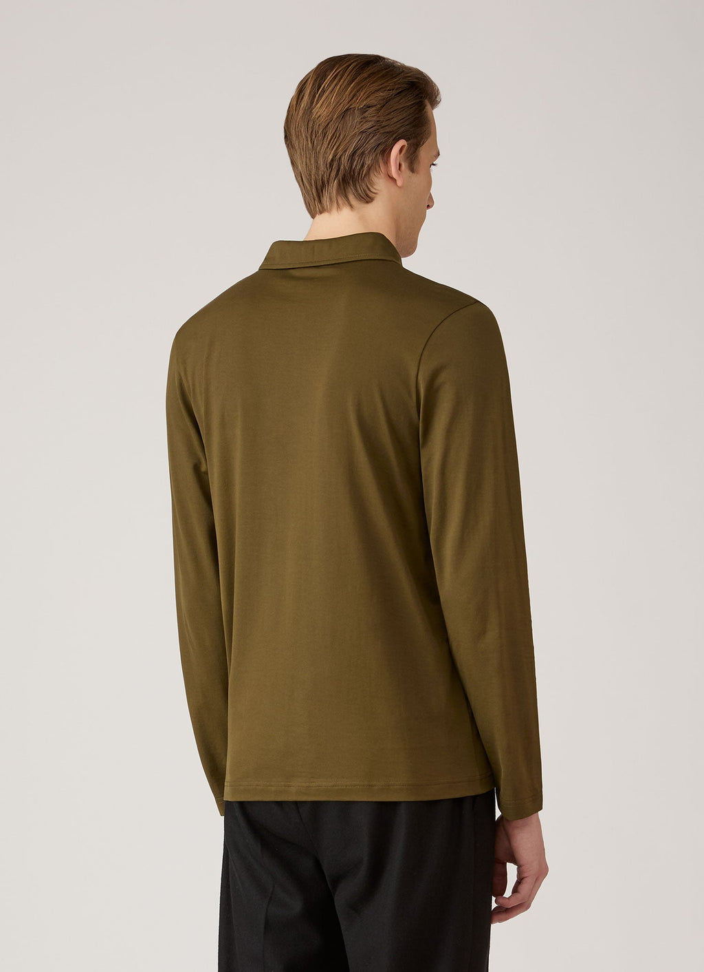 Men's Long Sleeve Classic Jersey Polo Shirt in Loden Green