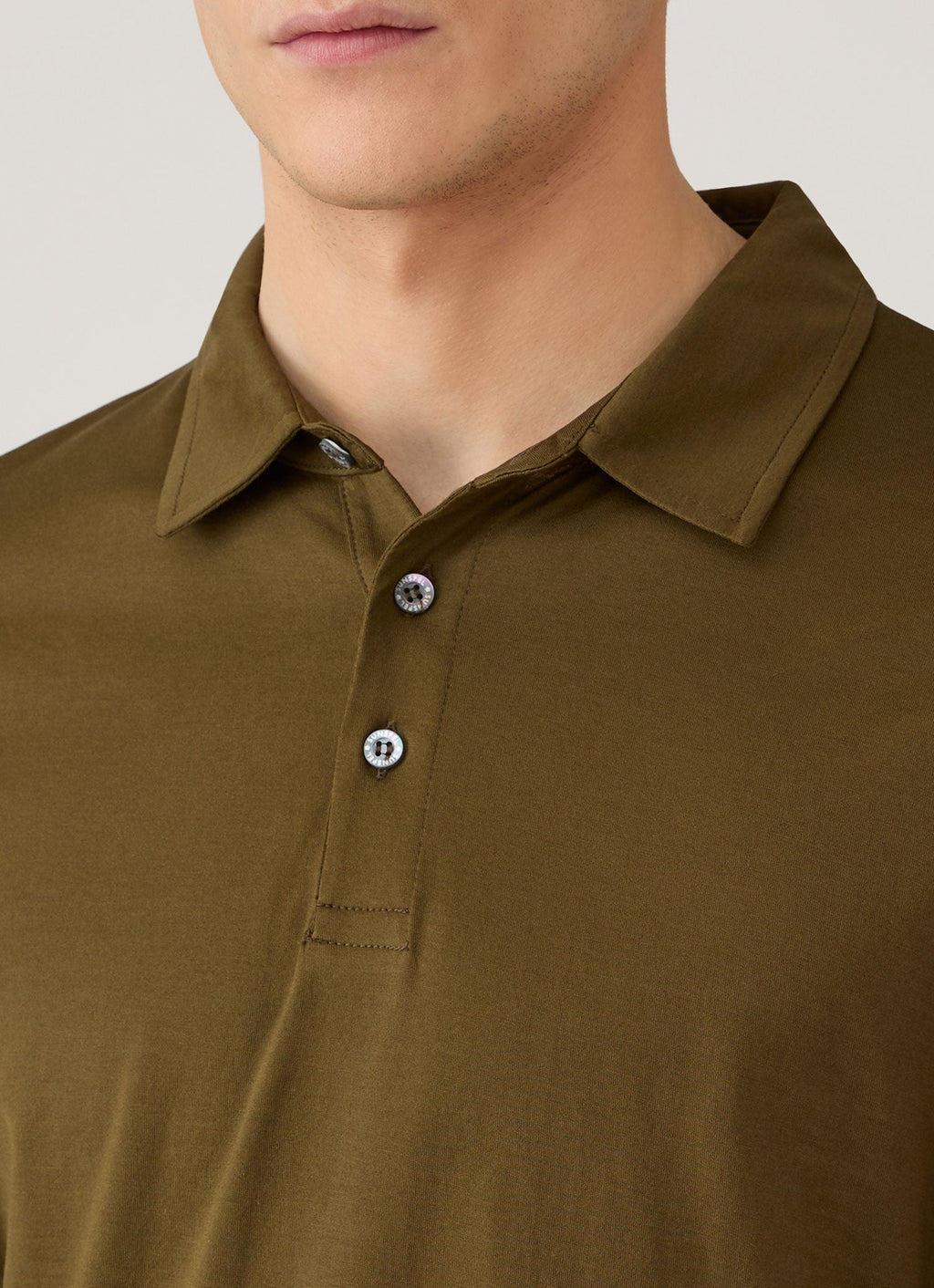 Men's Long Sleeve Classic Jersey Polo Shirt in Loden Green