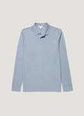 Men's Long Sleeve Piqué Polo Shirt in Powder Blue