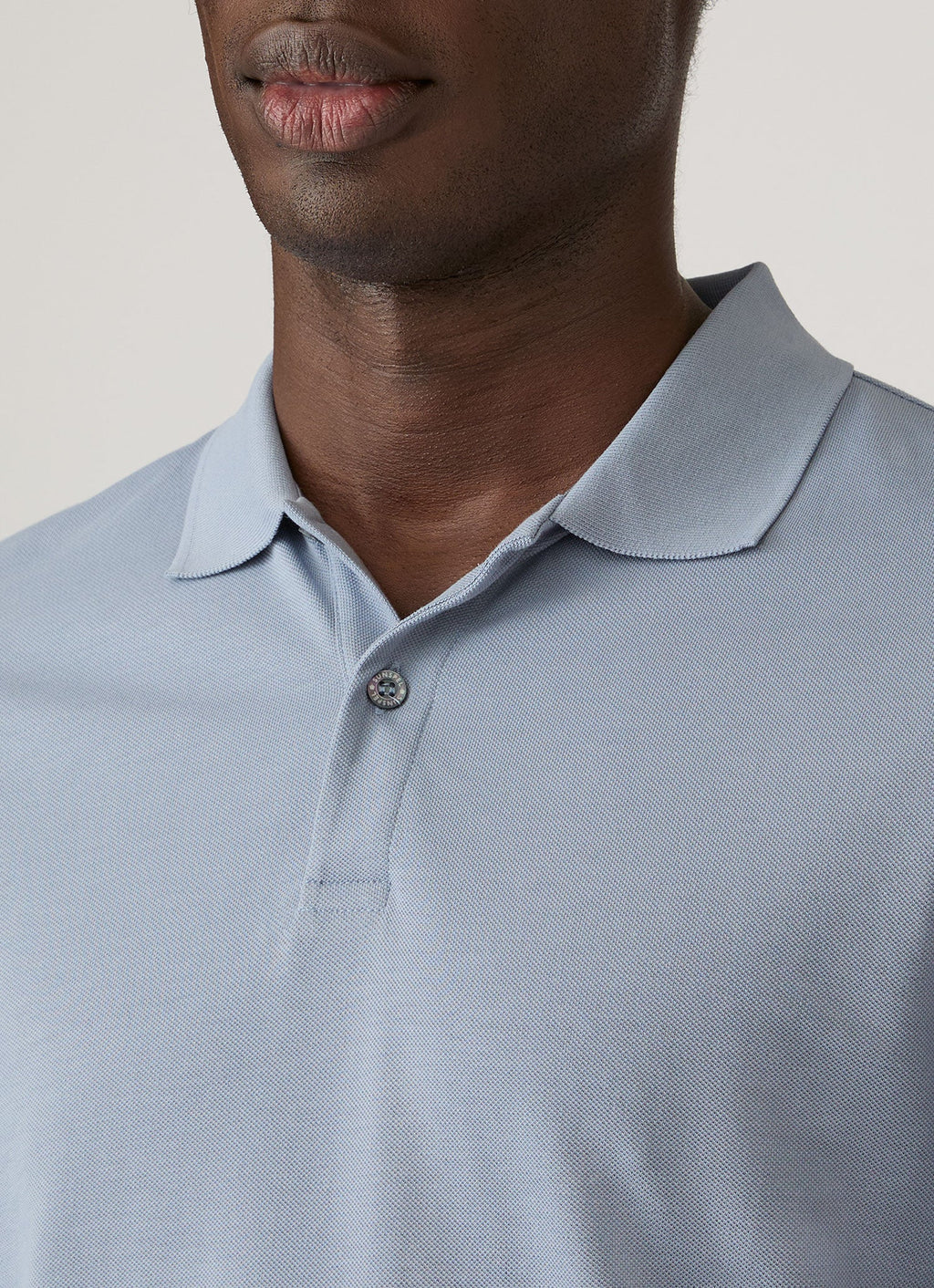 Men's Long Sleeve Piqué Polo Shirt in Powder Blue