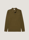 Men's Long Sleeve Piqué Polo Shirt in Loden Green