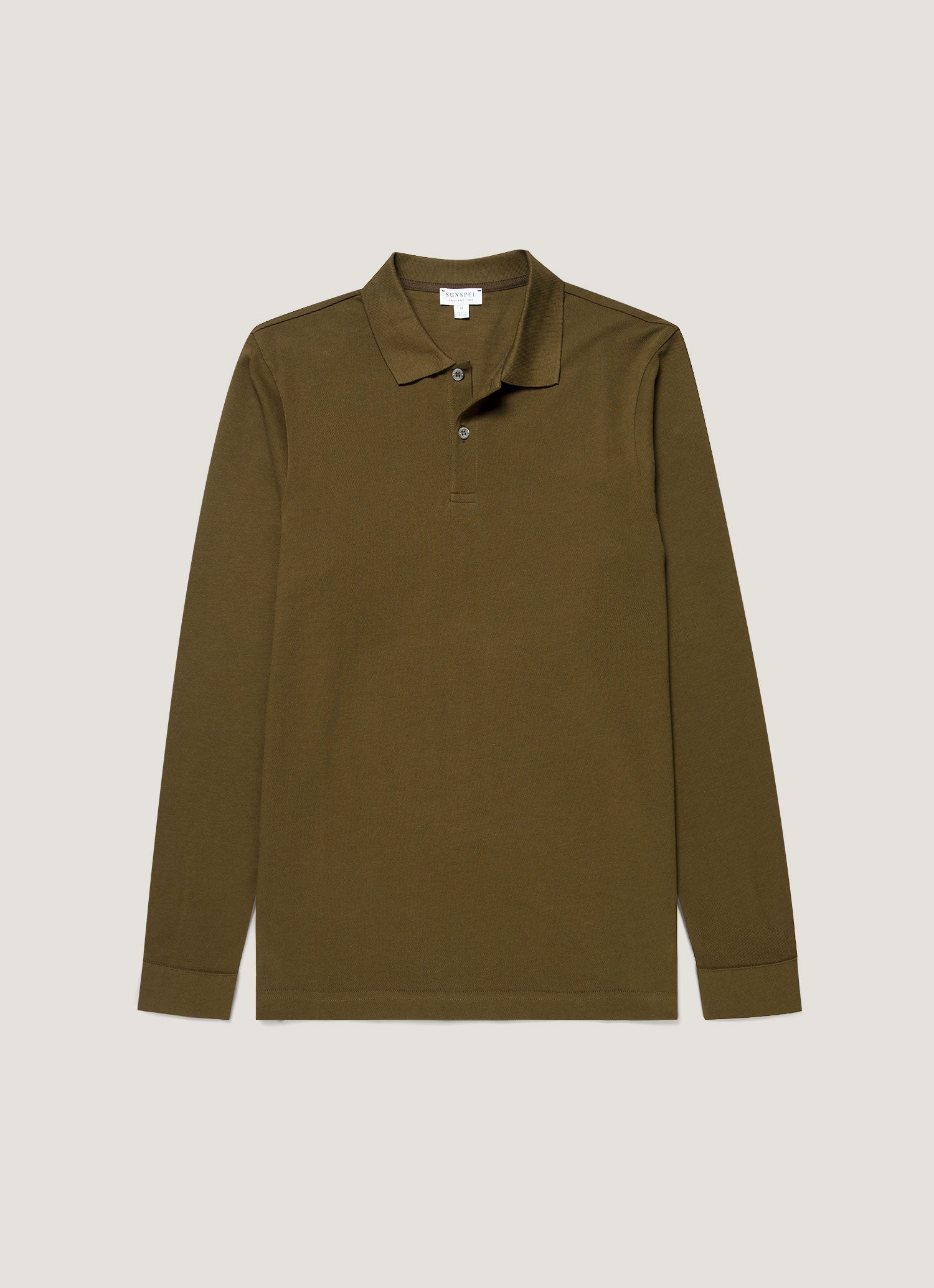 Men's Long Sleeve Piqué Polo Shirt in Loden Green