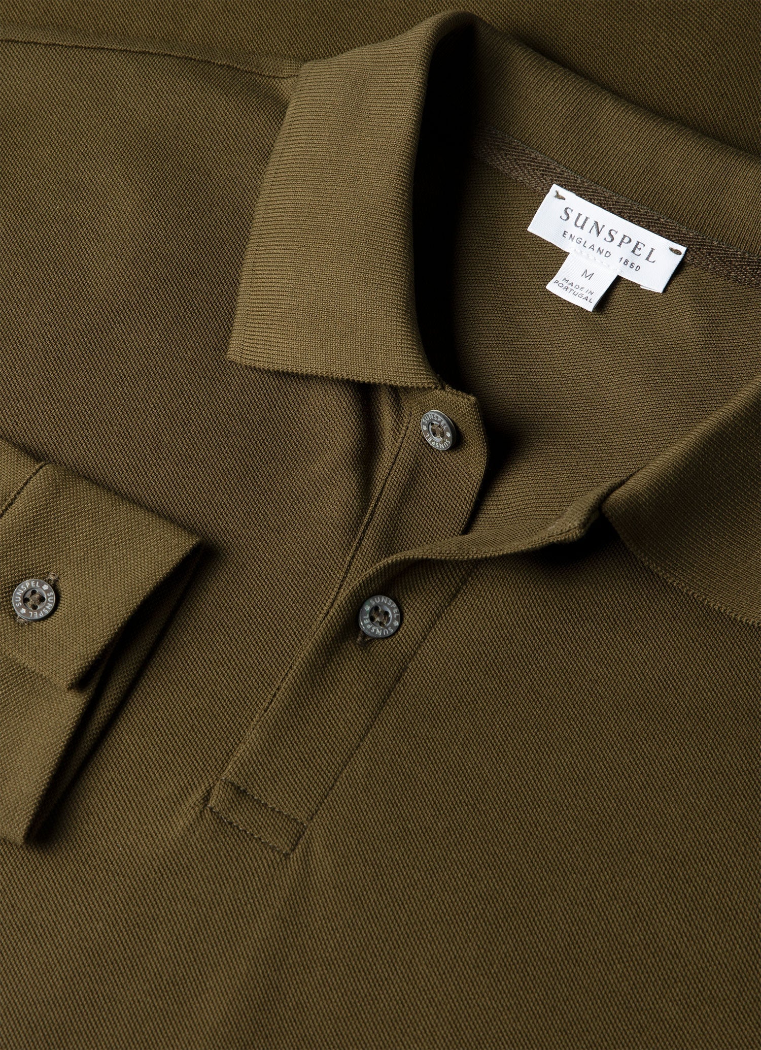 Men's Long Sleeve Piqué Polo Shirt in Loden Green