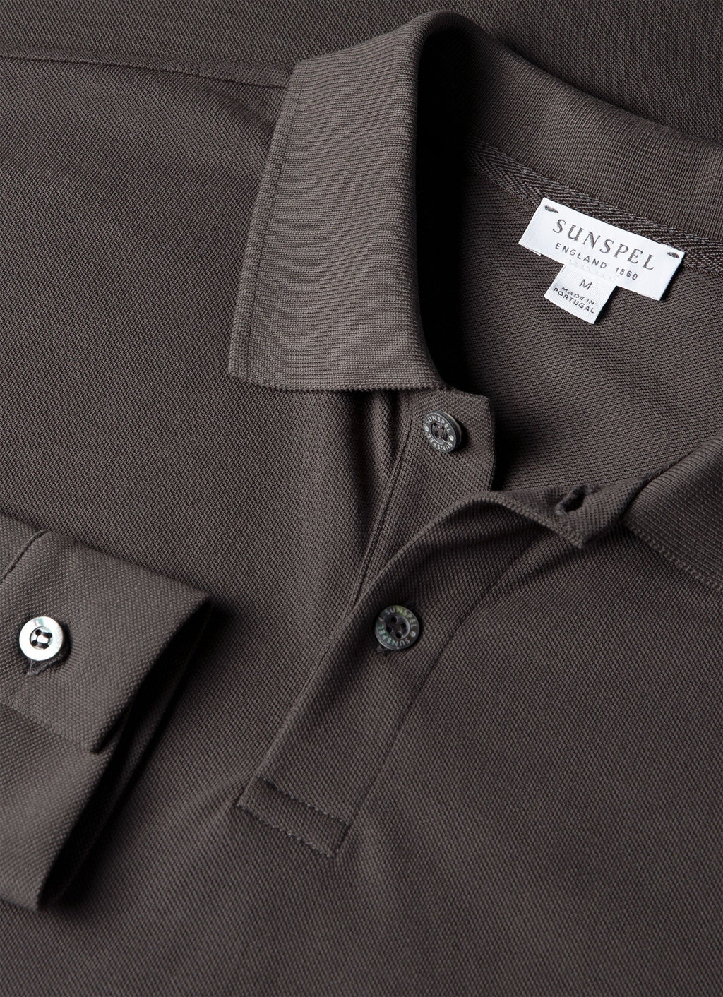 Men's Long Sleeve Piqué Polo Shirt in Anthracite