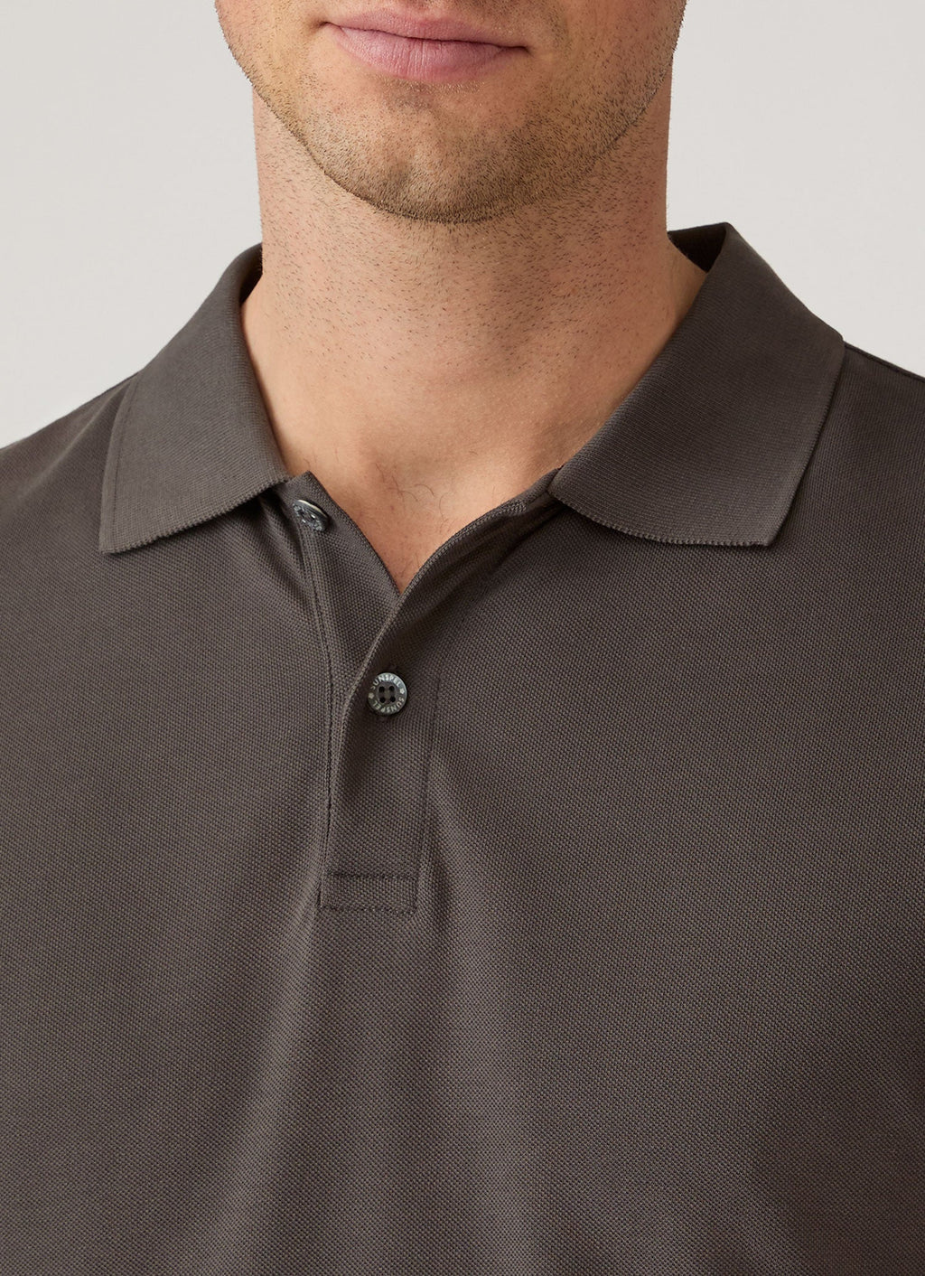 Men's Long Sleeve Piqué Polo Shirt in Anthracite