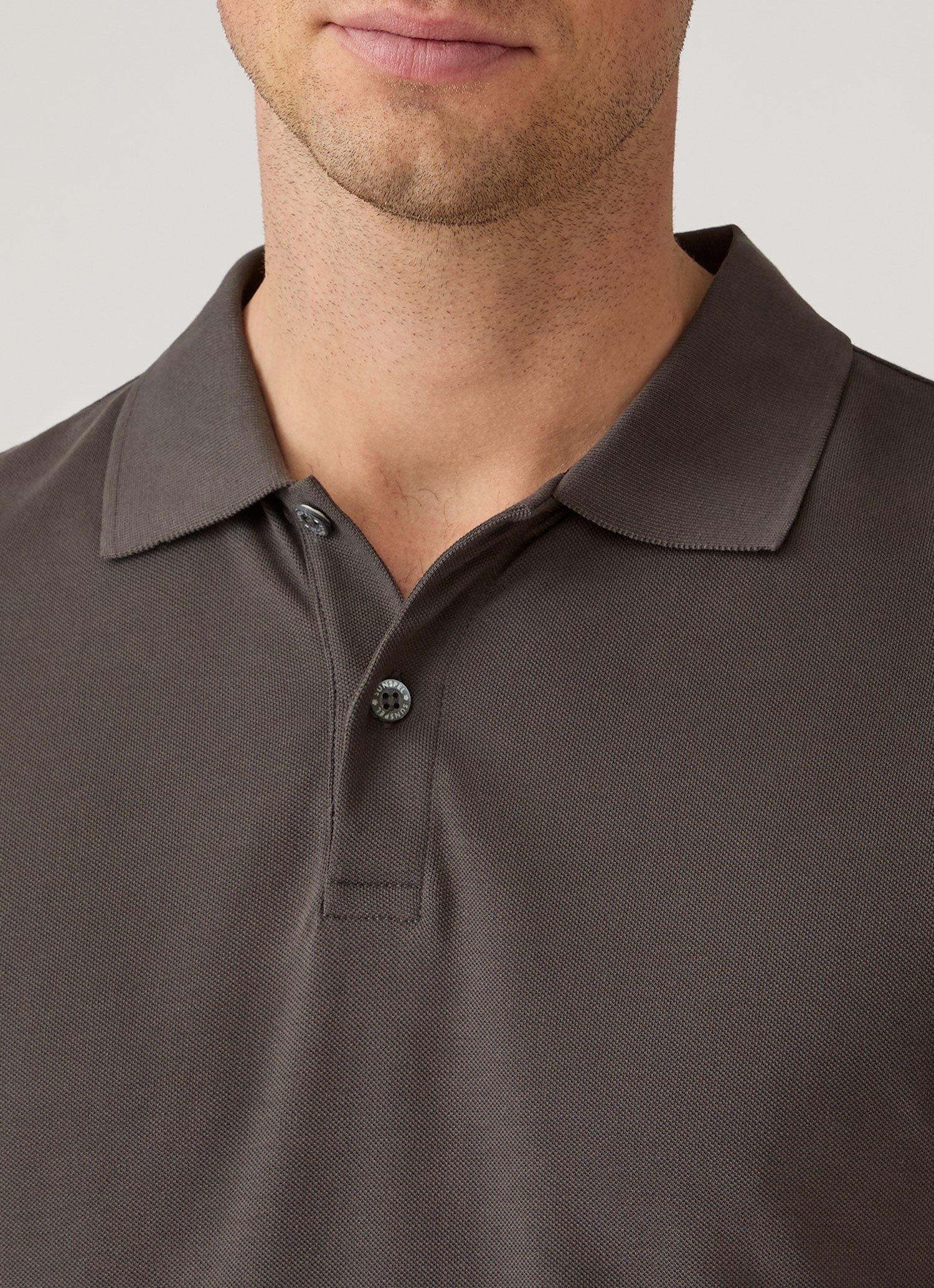 Men's Long Sleeve Piqué Polo Shirt in Anthracite
