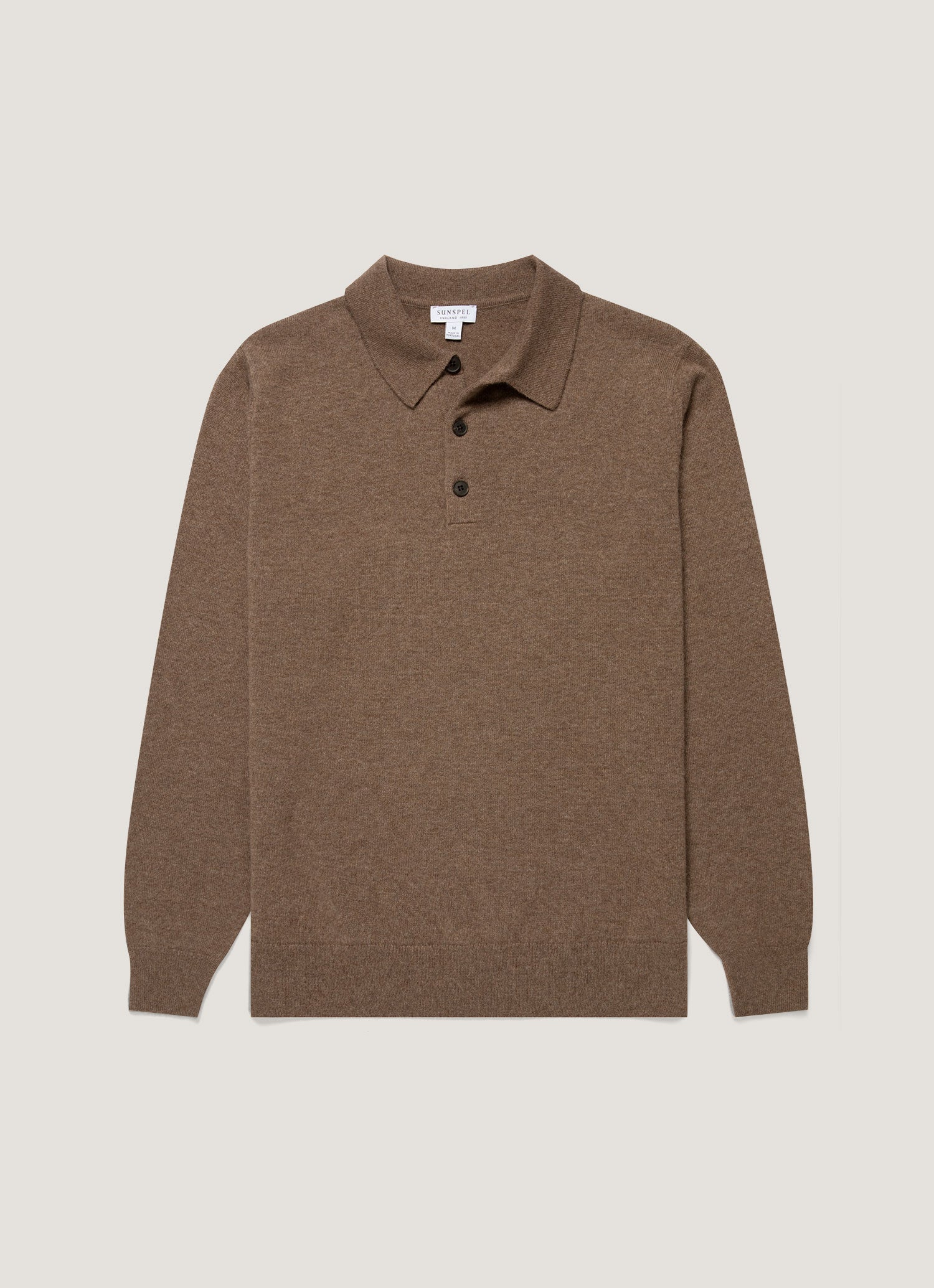 Men's Cashmere Knitted Polo Shirt in Taupe