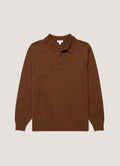 Men's Cashmere Knitted Polo Shirt in Chestnut Melange