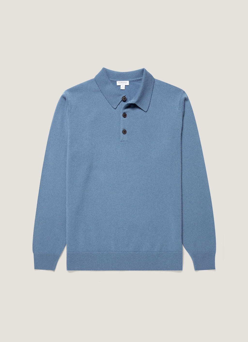 Men's Cashmere Knitted Polo Shirt in Powder Blue