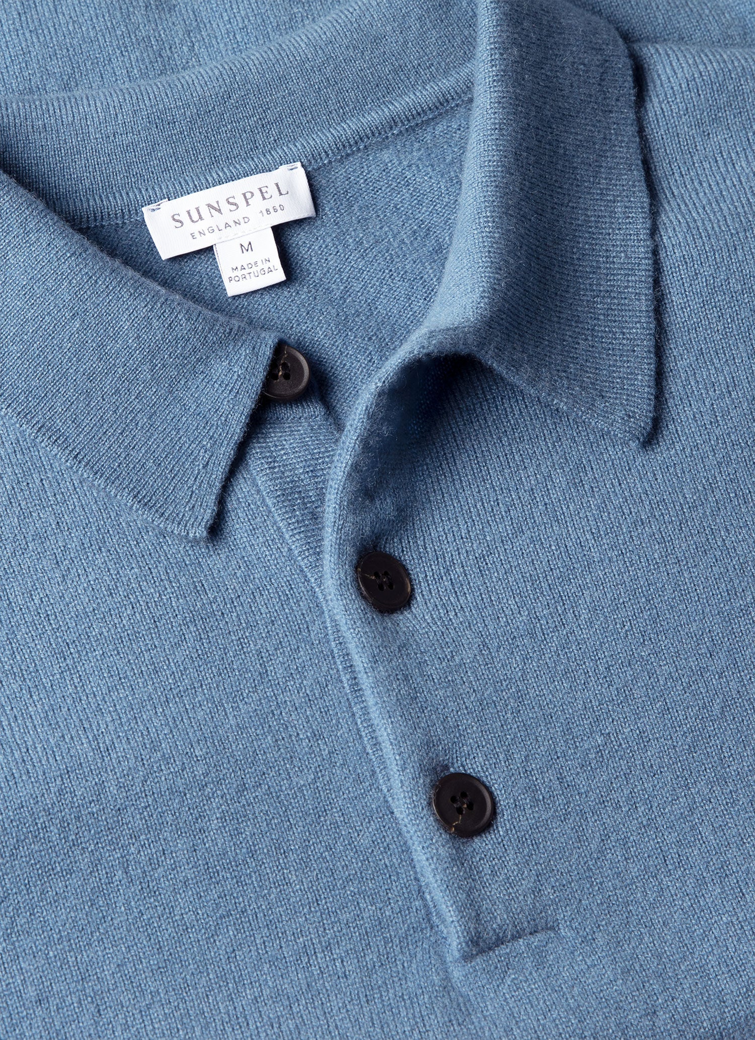 Men's Cashmere Knitted Polo Shirt in Powder Blue