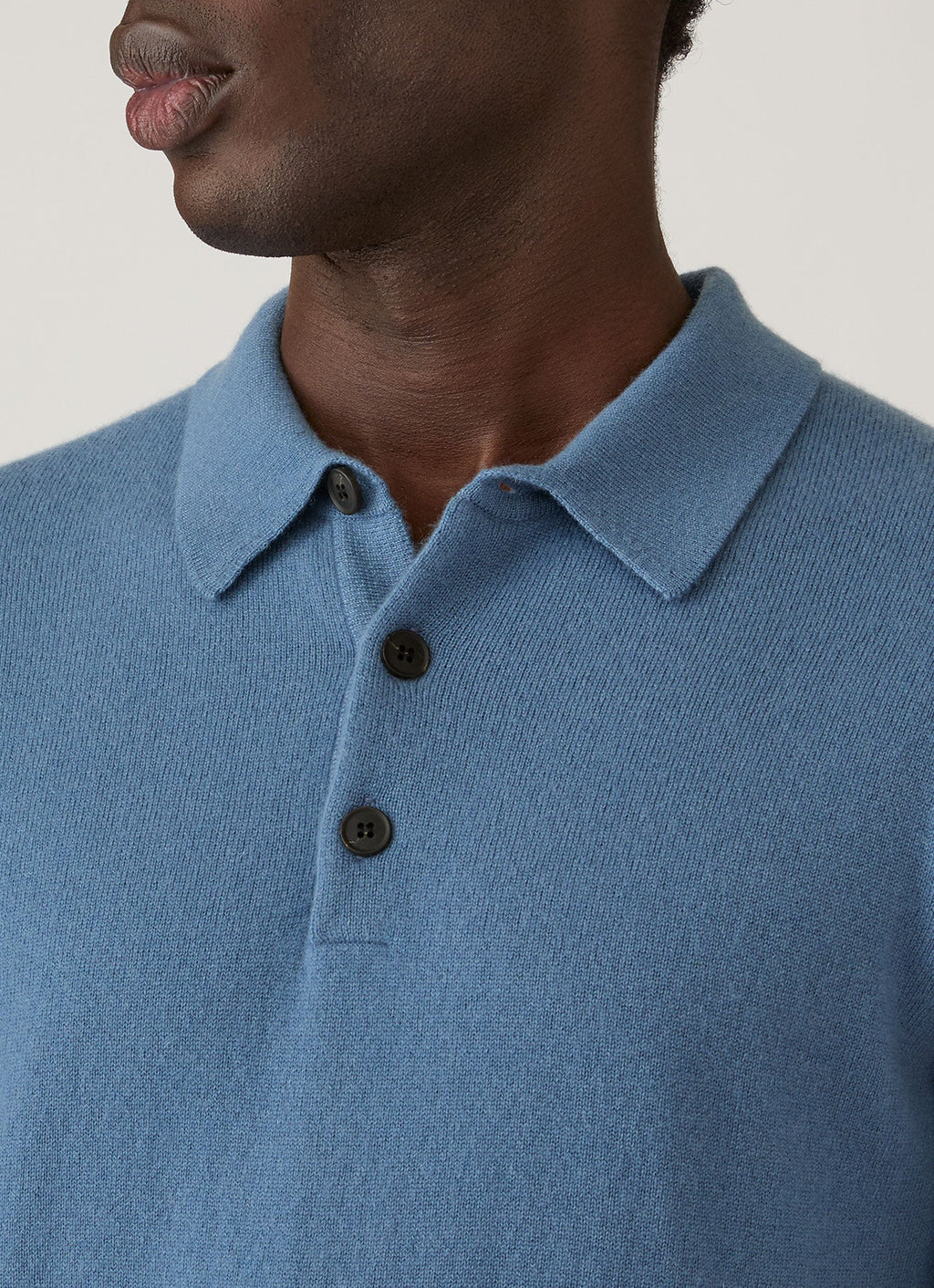 Men's Cashmere Knitted Polo Shirt in Powder Blue