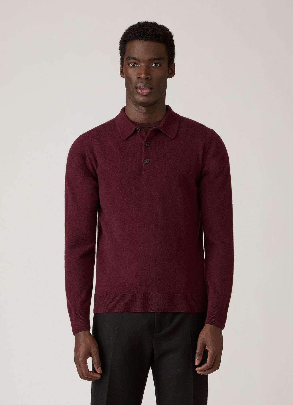 Men's Cashmere Knitted Polo Shirt in Bakelite