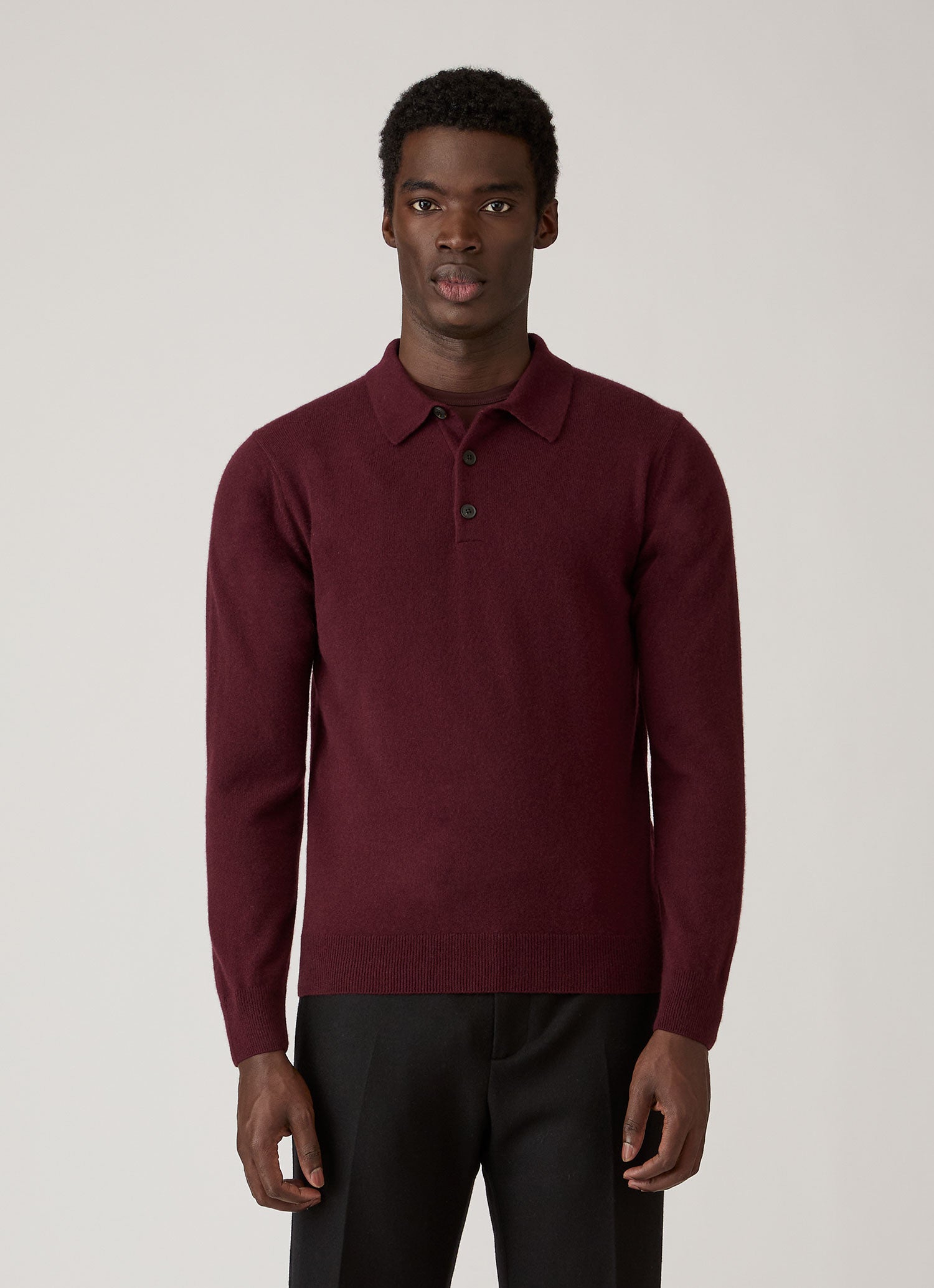 Men's Cashmere Knitted Polo Shirt in Bakelite