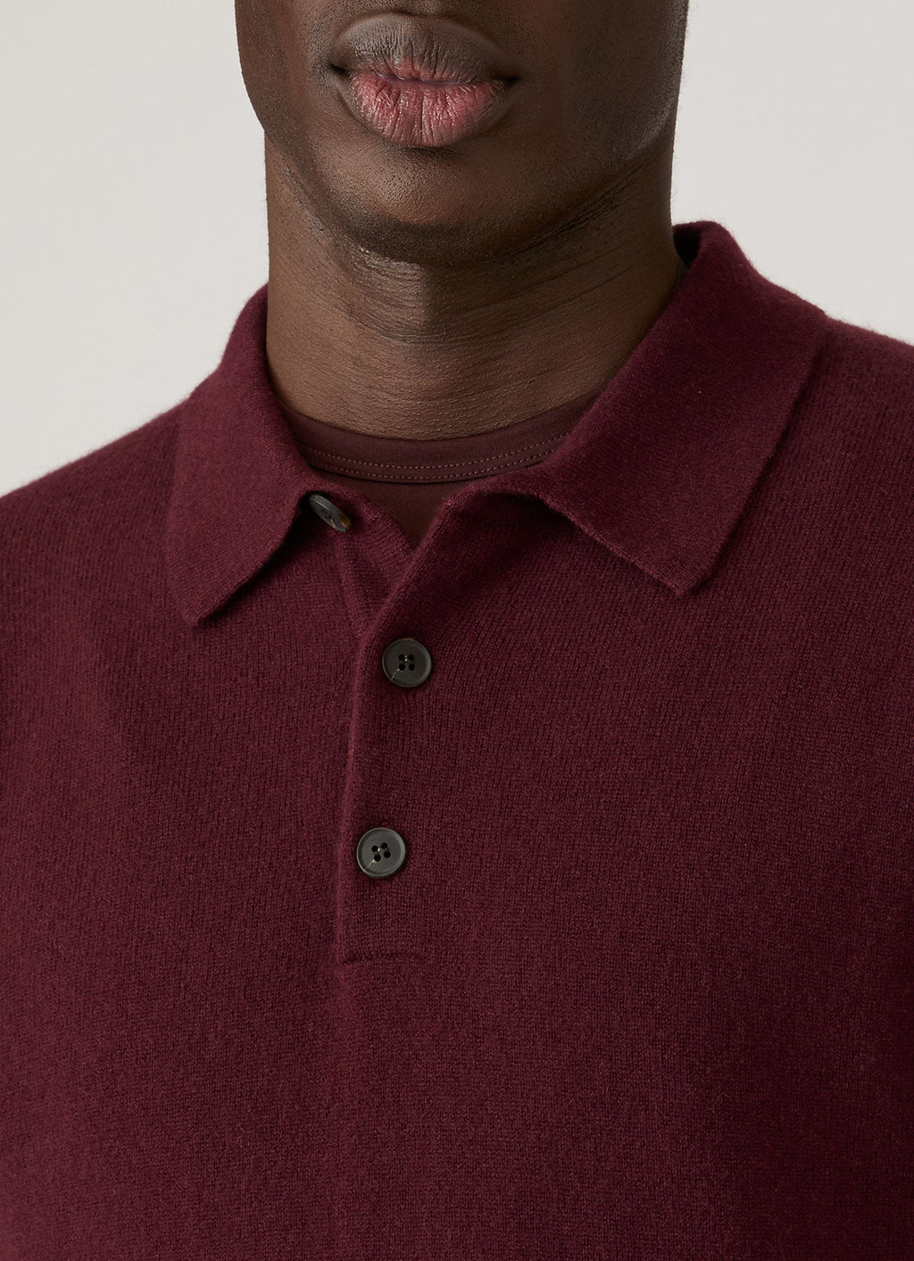 Men's Cashmere Knitted Polo Shirt in Bakelite