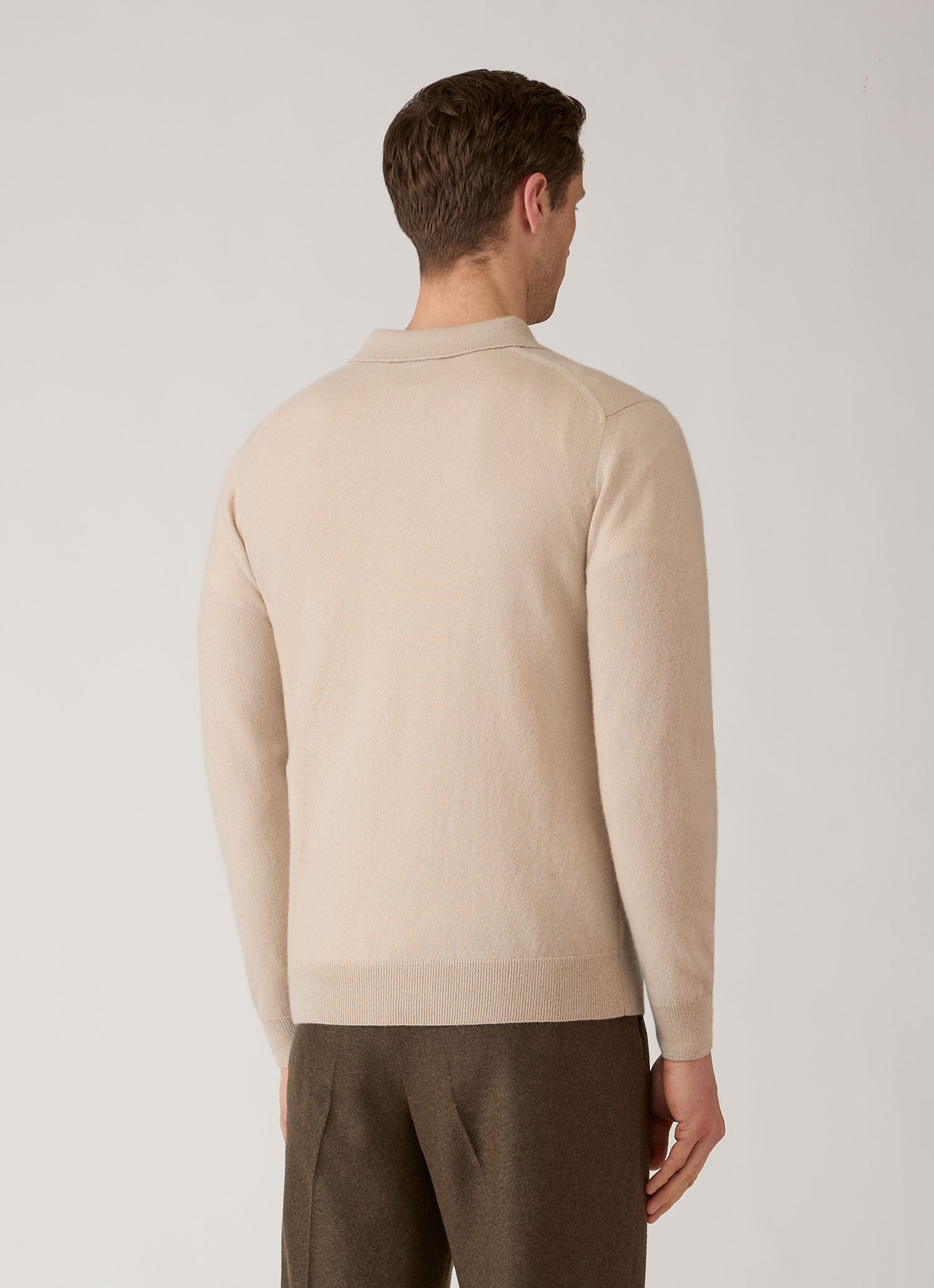 Men's Cashmere Knitted Polo Shirt in Swansdown