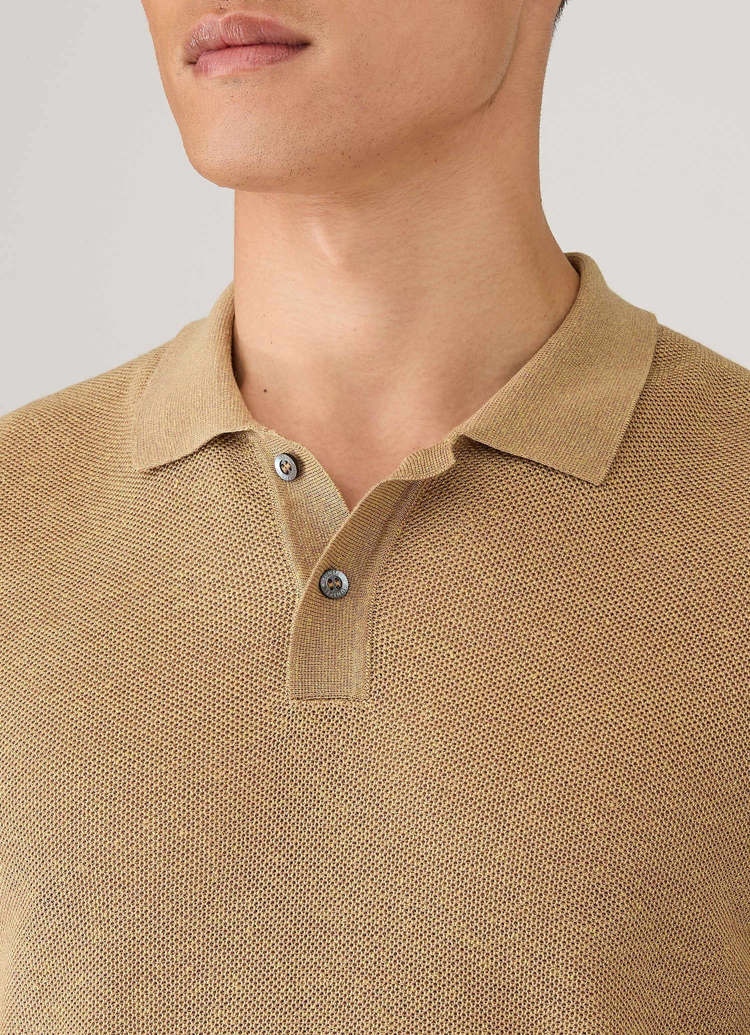 Men's Silk Linen Honeycomb Polo in Hazelwood