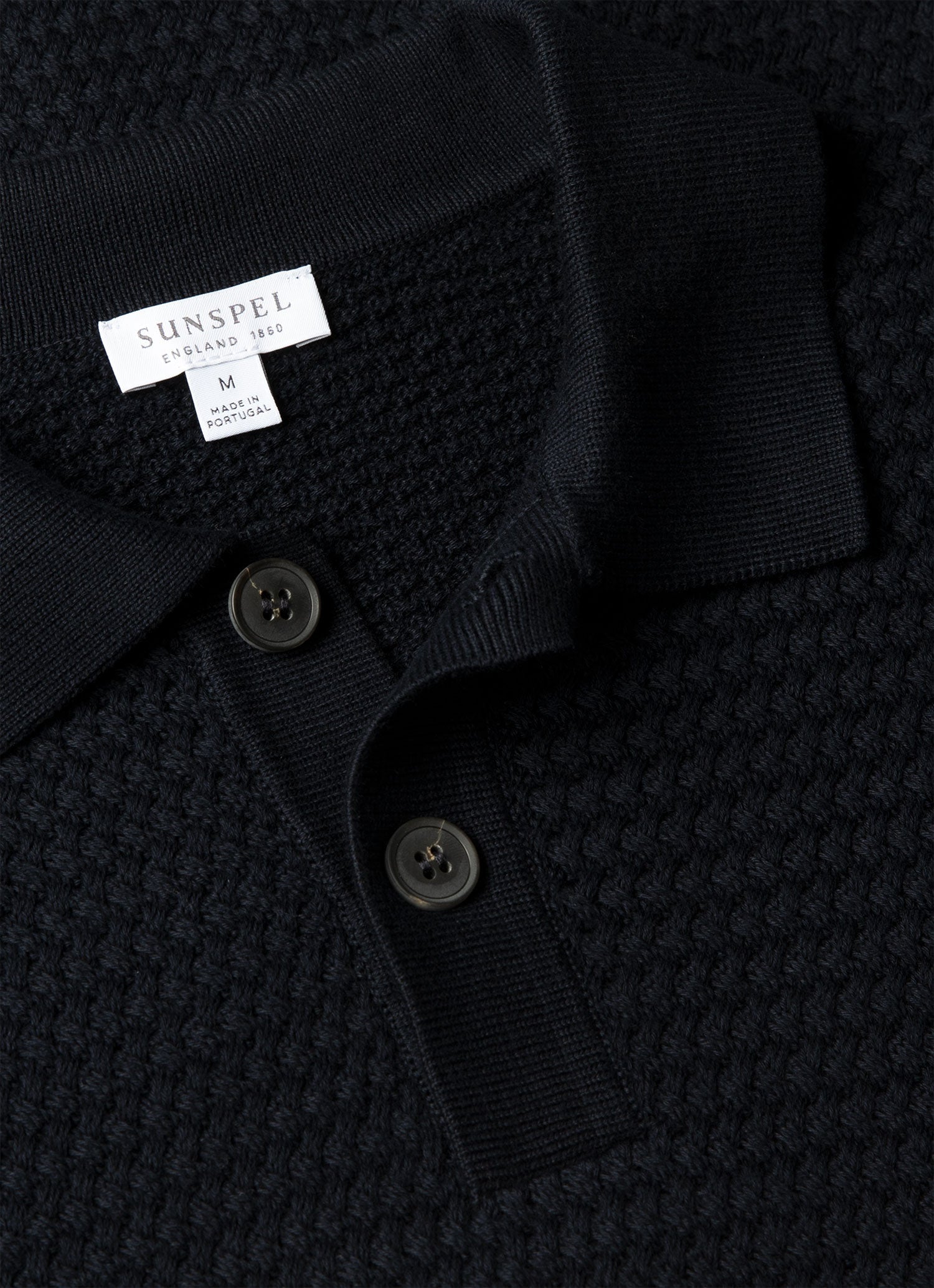 Men's Cotton Basketweave Polo Shirt in Navy