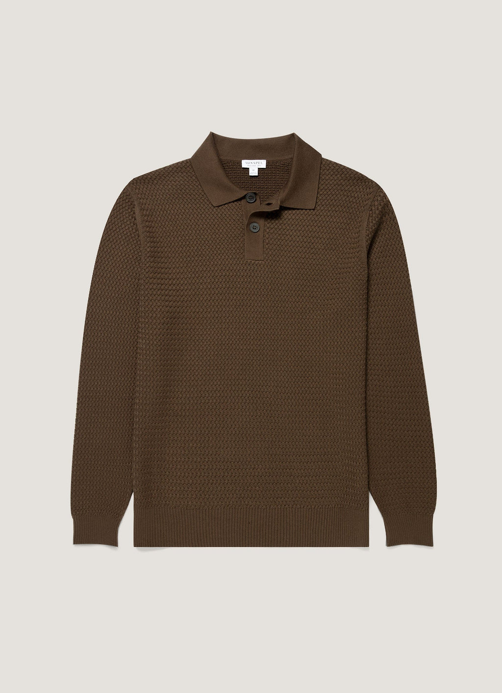 Men's Cotton Basketweave Polo Shirt in Loden Green