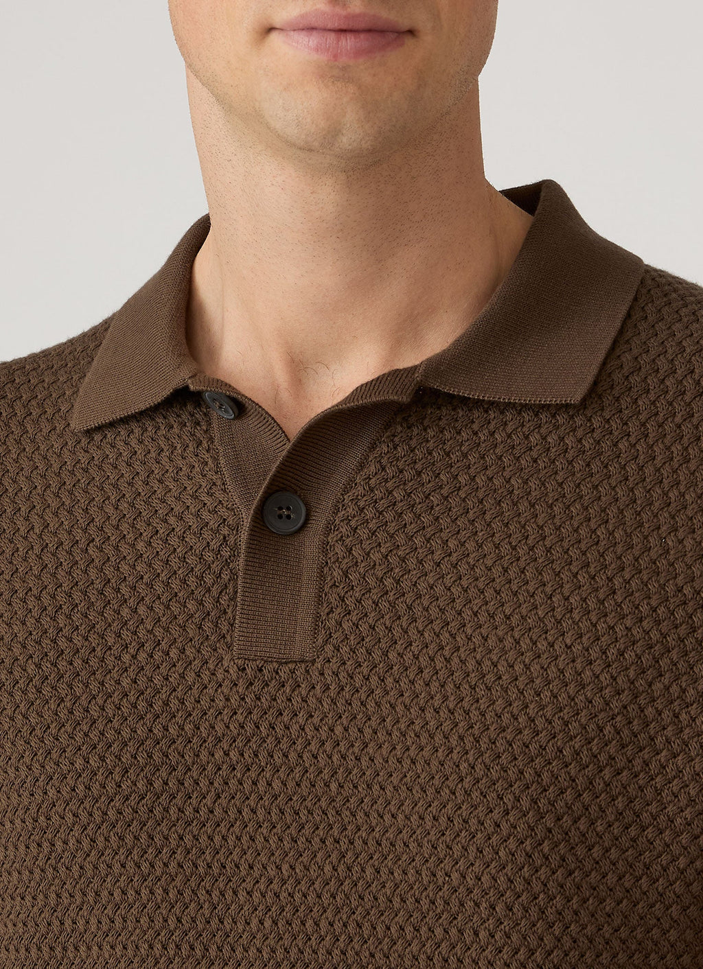 Men's Cotton Basketweave Polo Shirt in Loden Green