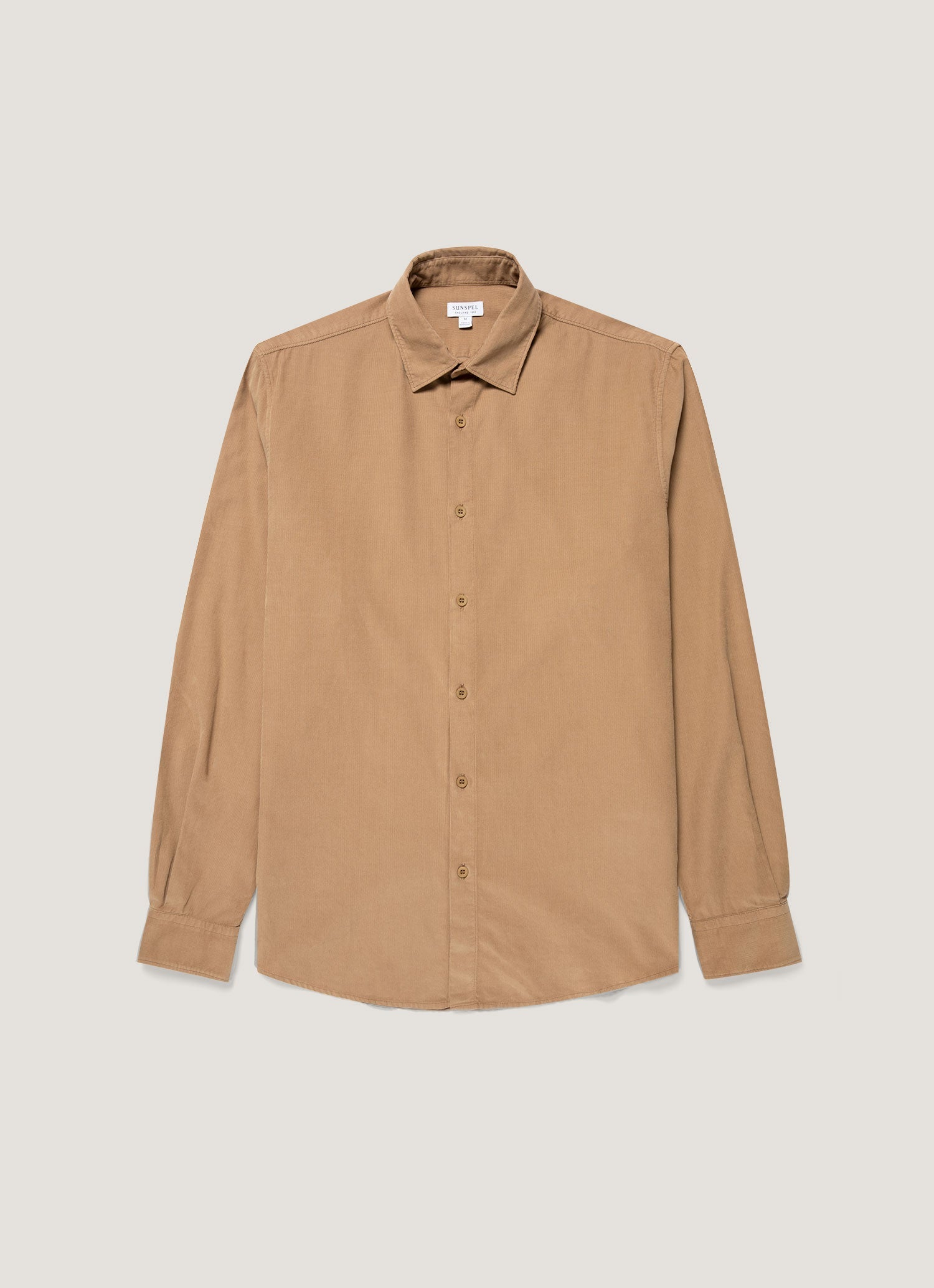 Men's Fine Cord Shirt in Dark Beige