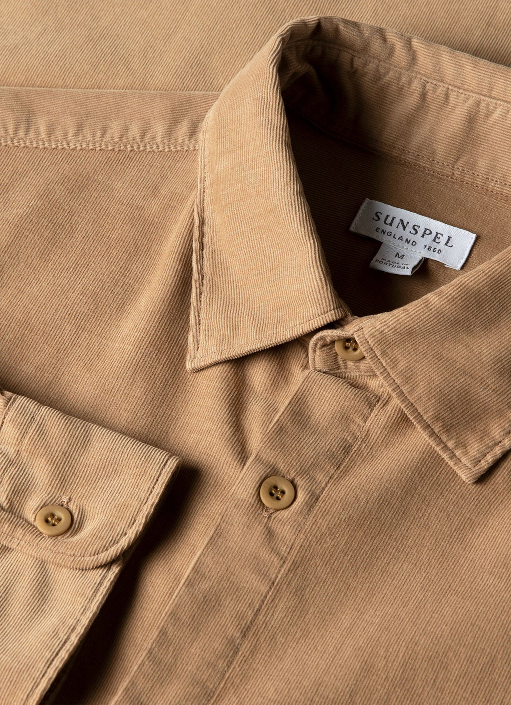 Men's Fine Cord Shirt in Dark Beige