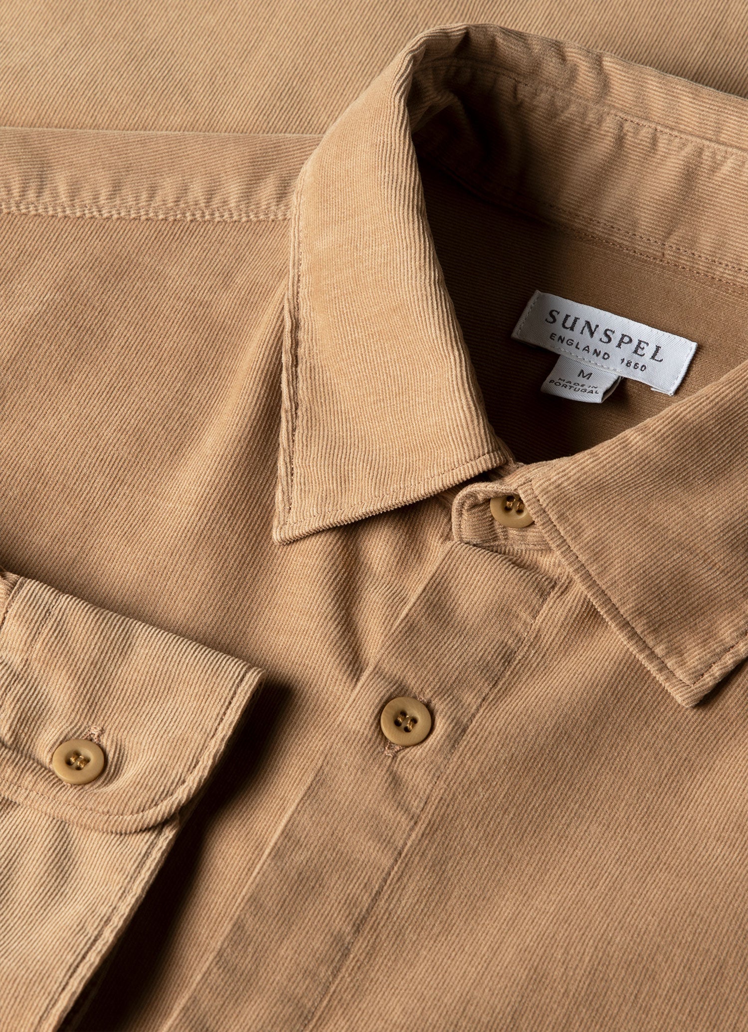 Men's Fine Cord Shirt in Dark Beige