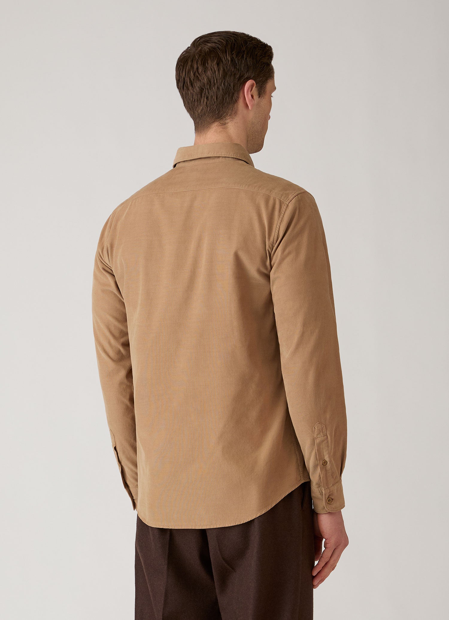 Men's Fine Cord Shirt in Dark Beige