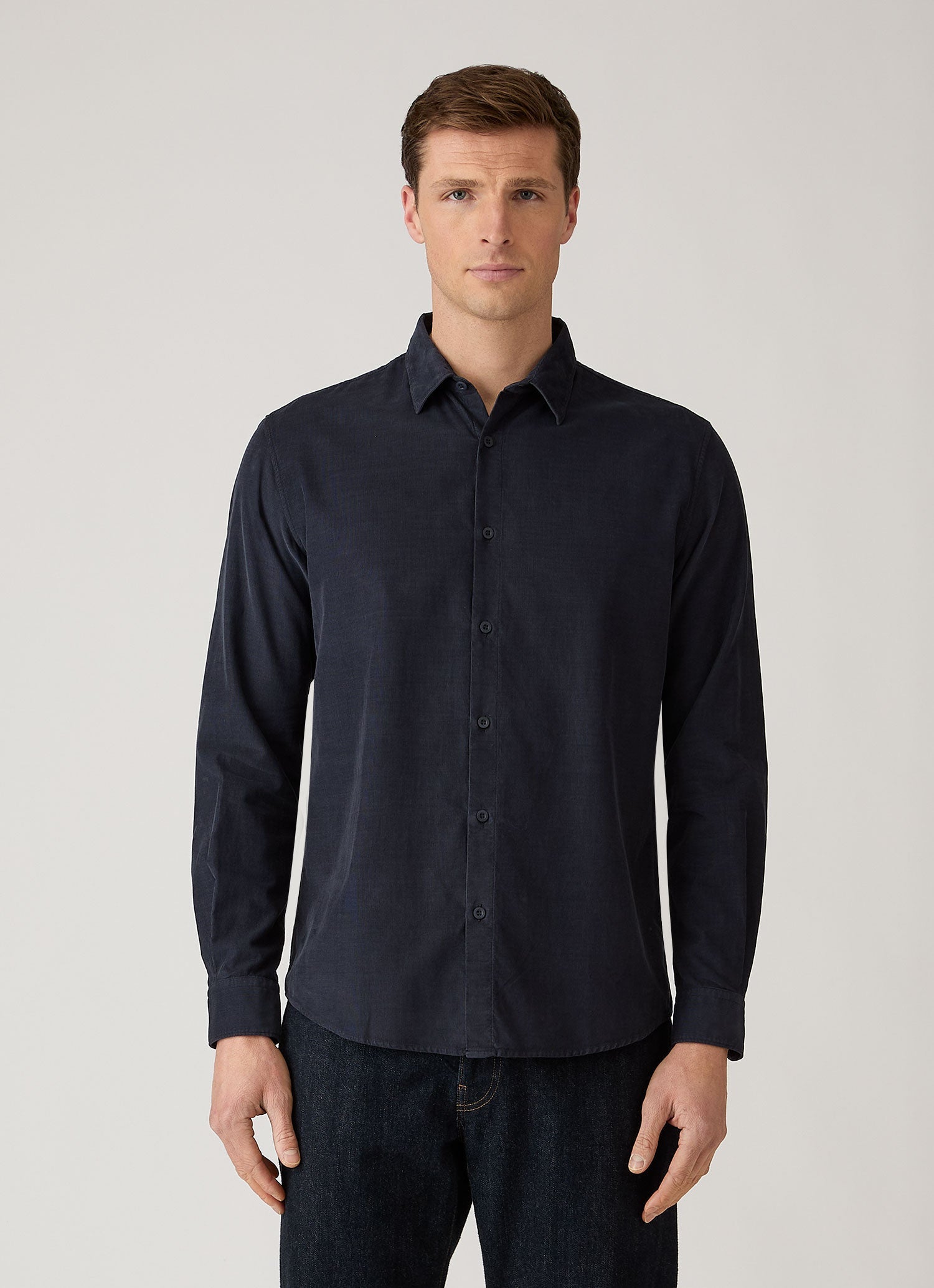 Men's Fine Cord Shirt in Midnight Navy